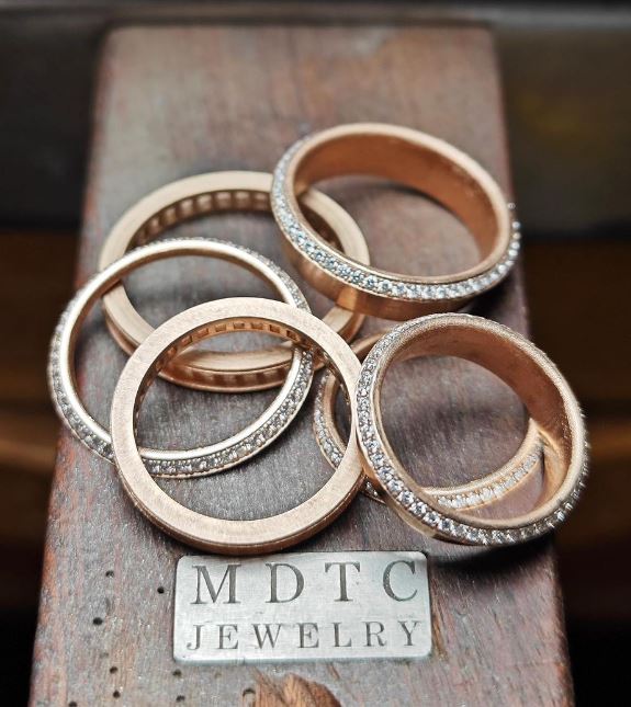 Rainbow Princess-Cut Gemstone Band Ring in Rose Gold – Luxe Multicolor Stacking Ring | DS IMPEX Exclusive