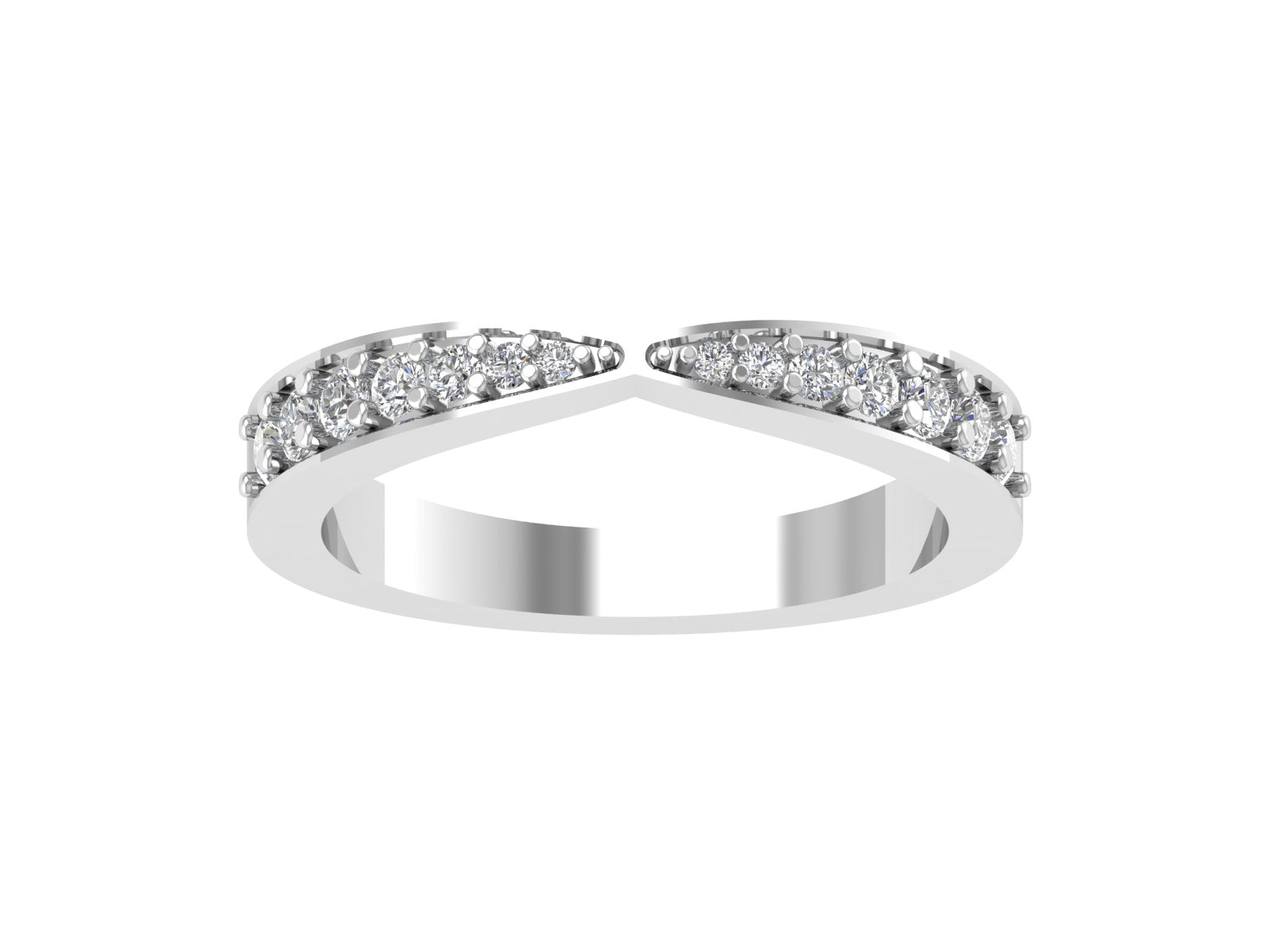Radiant V-Cut Diamond Band Ring – Elegant White Gold Accent with Micro Pavé Sparkle | DS IMPEX Exclusive
