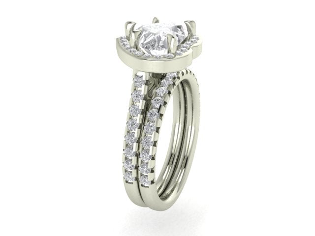 Heart-Shaped Halo Diamond Ring Set – Dual Band Promise Ring in White Gold | Romantic Sparkle by DS IMPEX