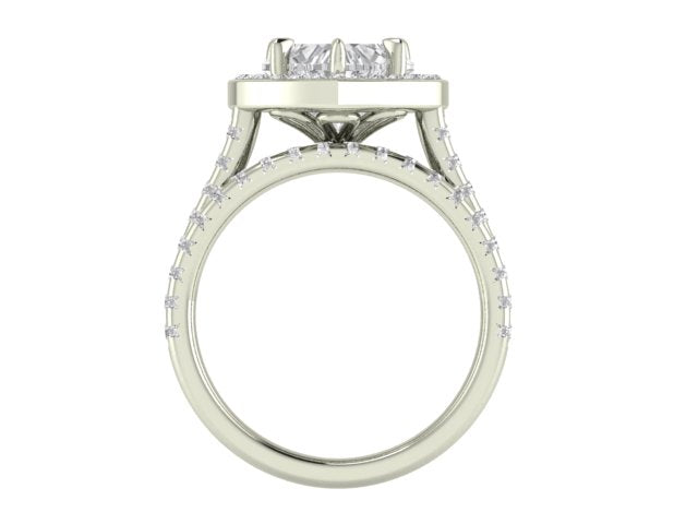 Heart-Shaped Halo Diamond Ring Set – Dual Band Promise Ring in White Gold | Romantic Sparkle by DS IMPEX