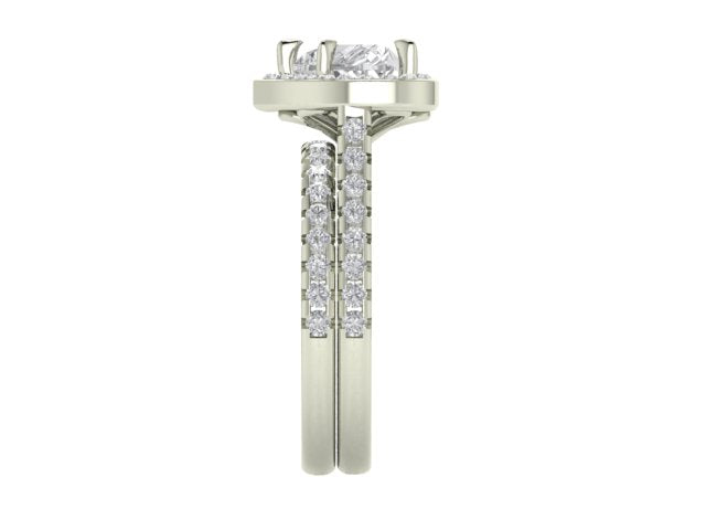 Heart-Shaped Halo Diamond Ring Set – Dual Band Promise Ring in White Gold | Romantic Sparkle by DS IMPEX