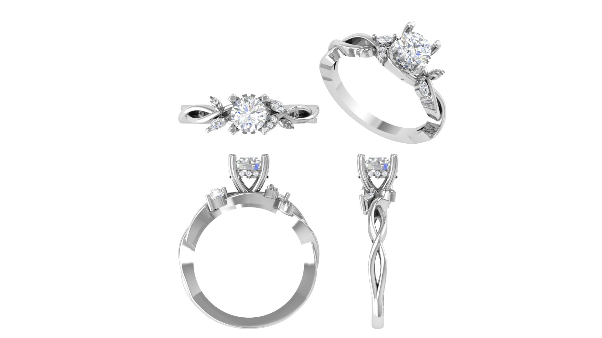 Enchanted Leaf Crown Ring – Rose Gold Moissanite & Diamond-Inspired Elegance