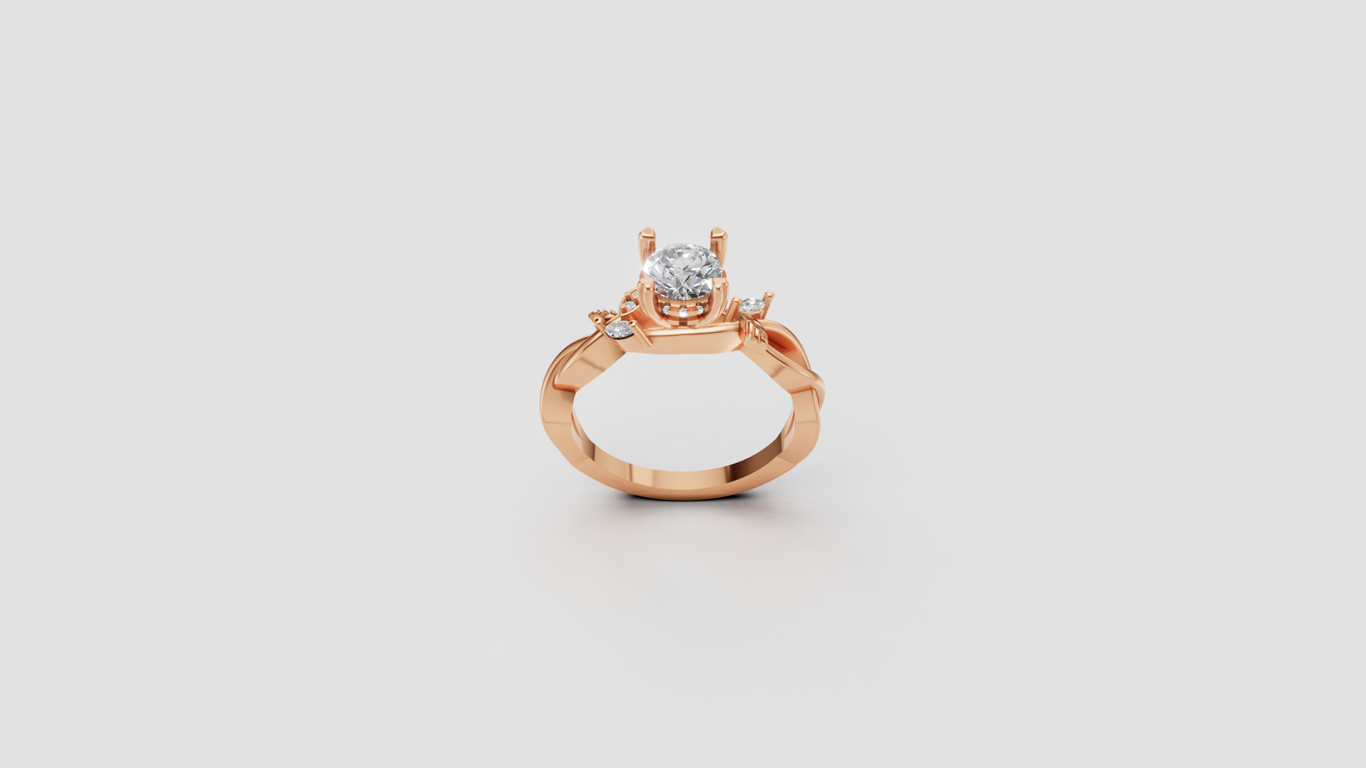 Enchanted Leaf Crown Ring – Rose Gold Moissanite & Diamond-Inspired Elegance
