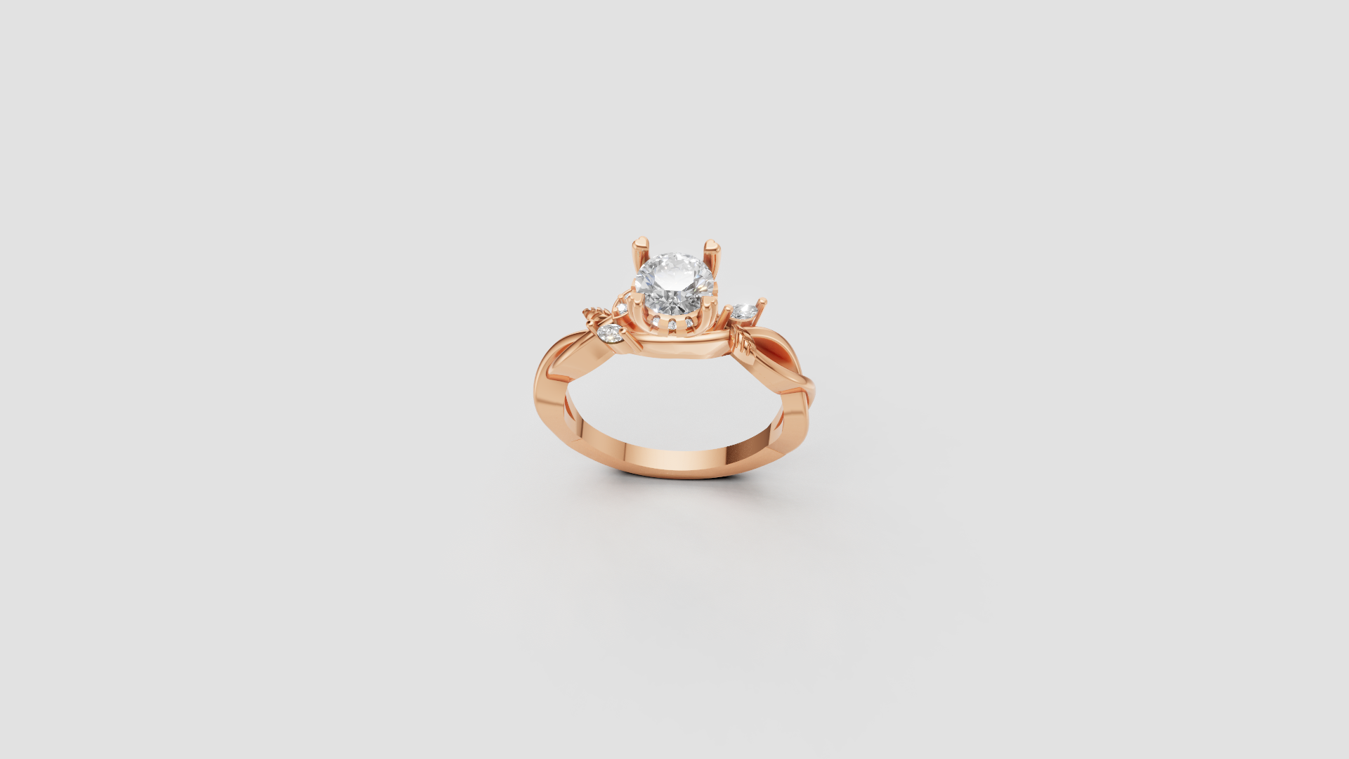 Enchanted Leaf Crown Ring – Rose Gold Moissanite & Diamond-Inspired Elegance