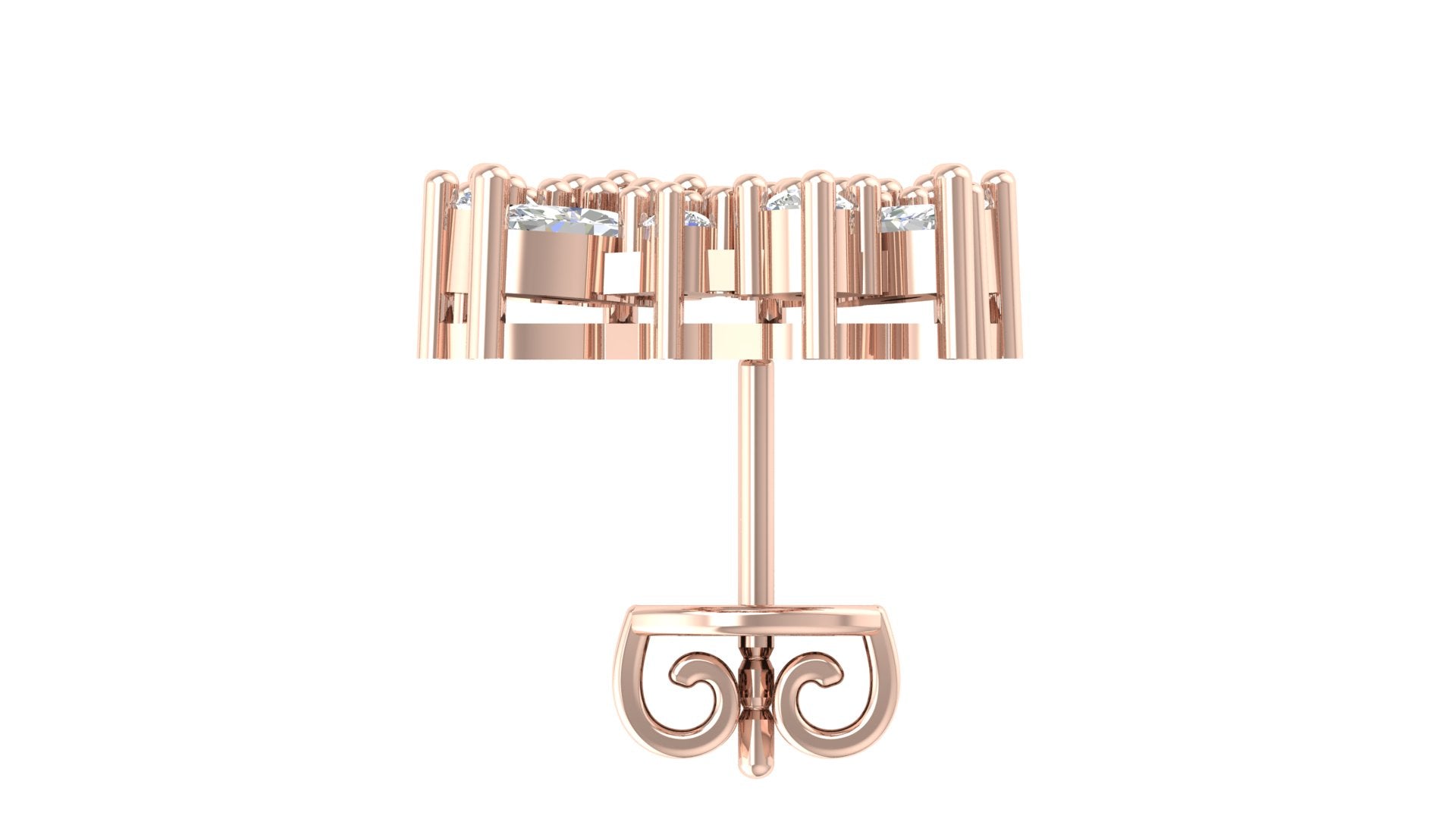 Rose Gold Marquise & Round Diamond Starburst Earrings | Geometric Studs