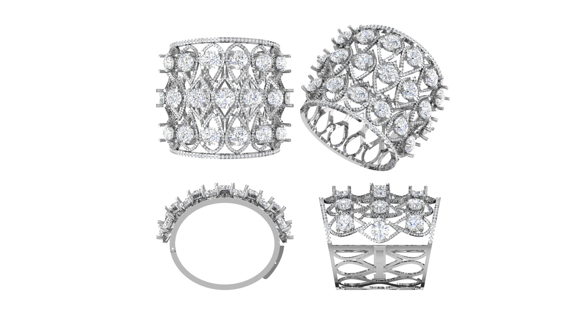 Regal Lattice – Grand Diamond Mesh Bangle | DS IMPEX Couture Series