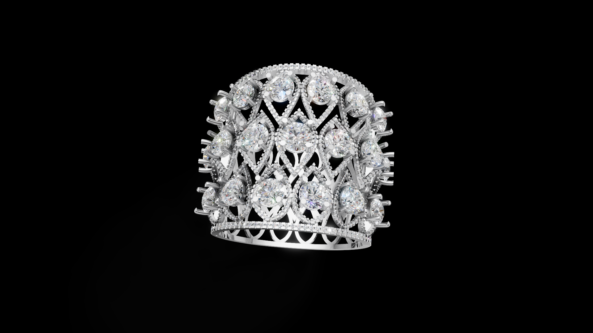 Regal Lattice – Grand Diamond Mesh Bangle | DS IMPEX Couture Series