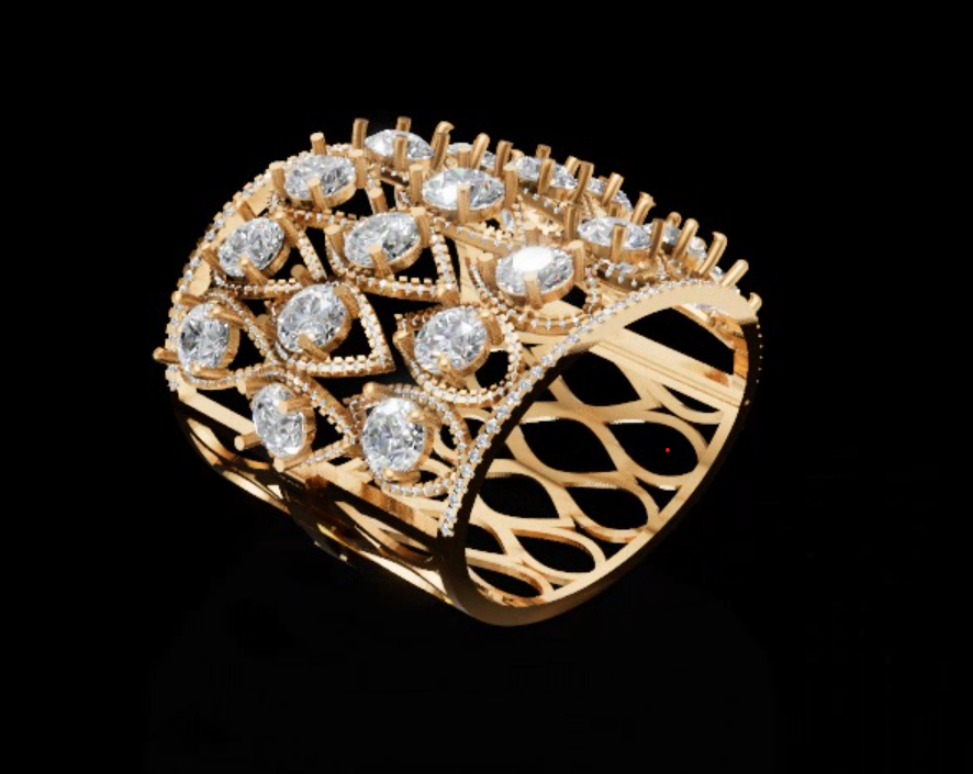 Regal Lattice – Grand Diamond Mesh Bangle | DS IMPEX Couture Series