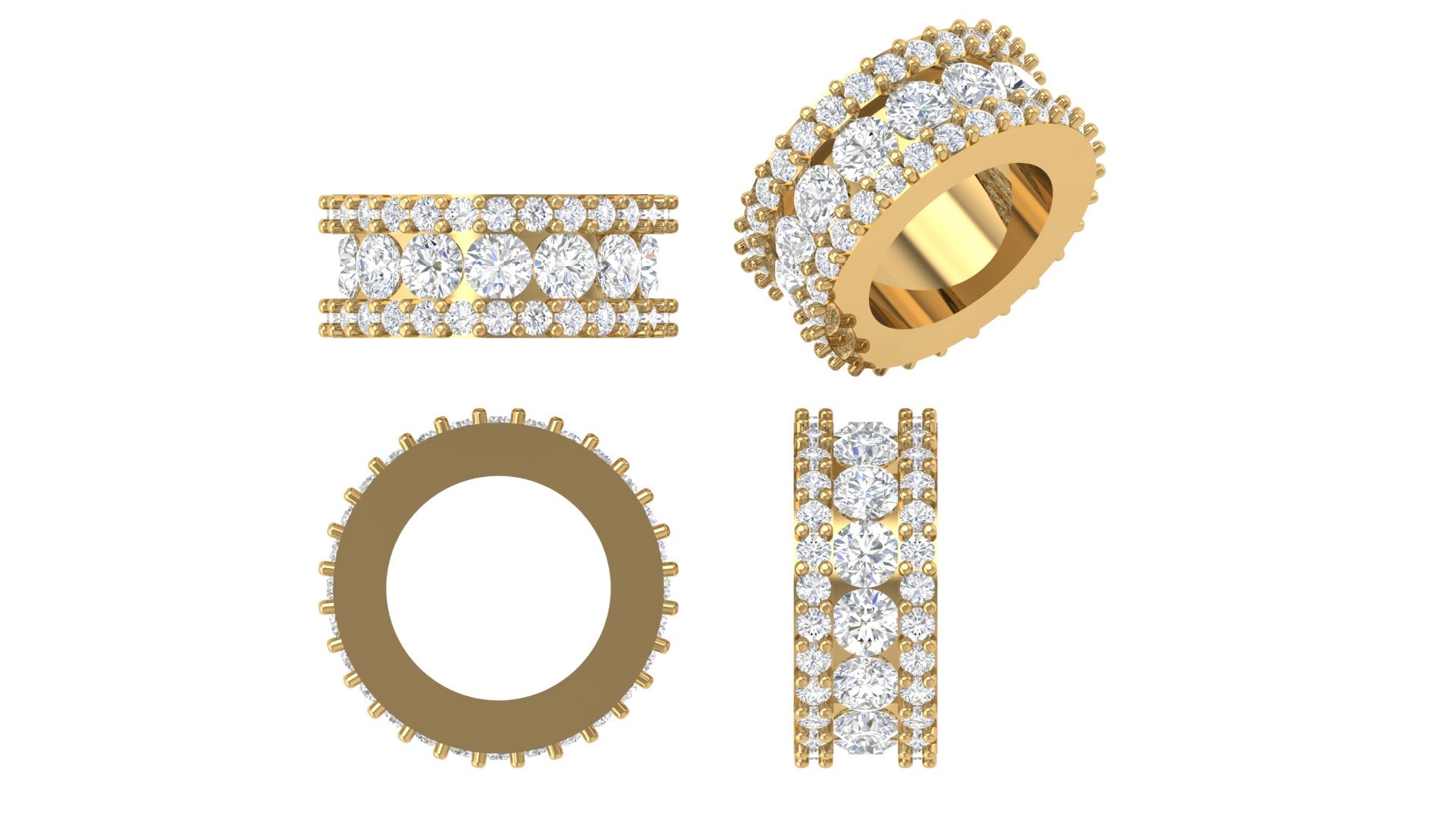 “Bold Brilliance” – Triple Row Eternity Diamond Band in 14K Rose Gold