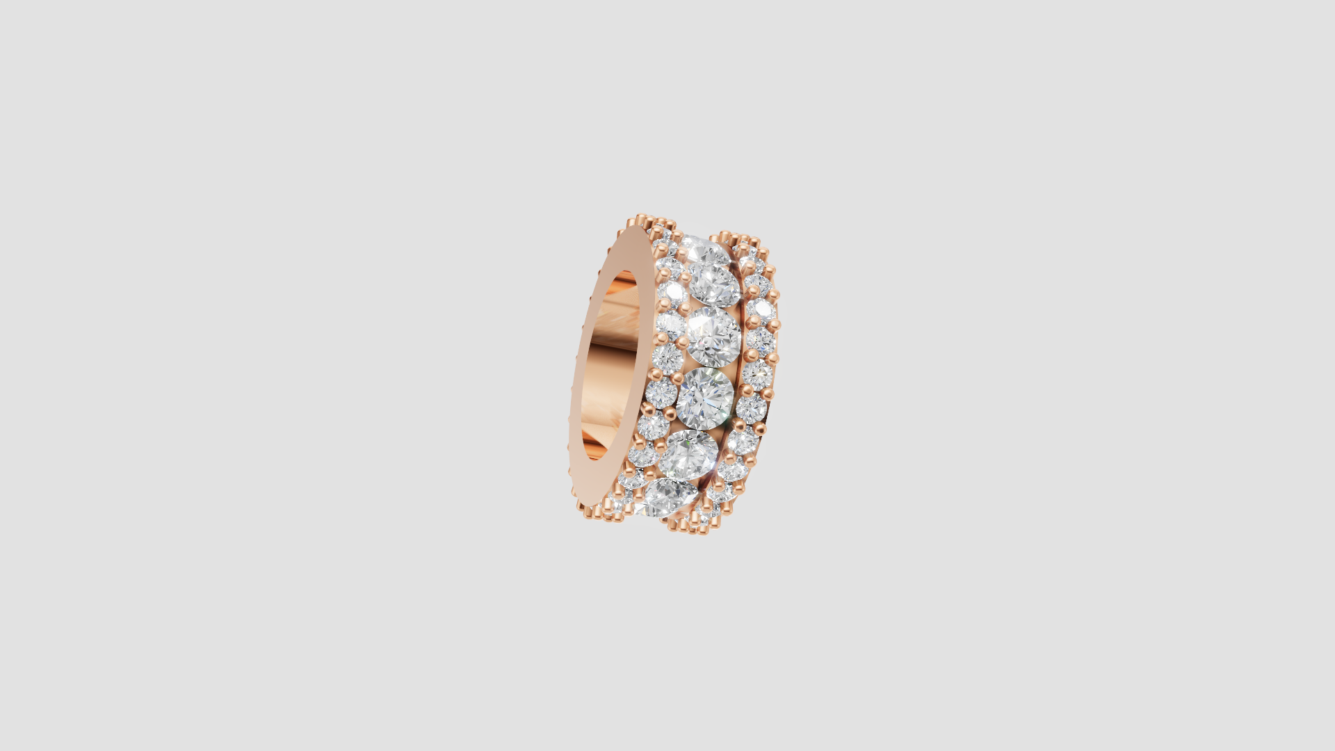 “Bold Brilliance” – Triple Row Eternity Diamond Band in 14K Rose Gold