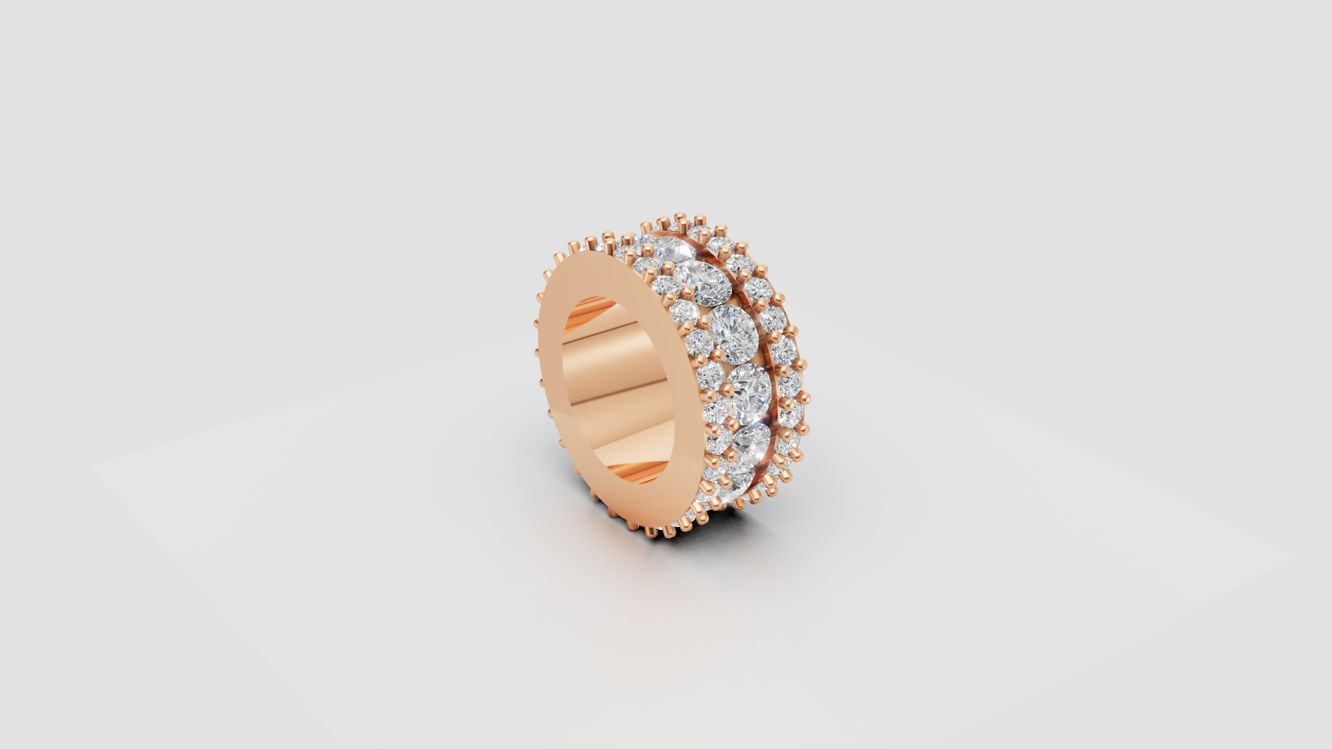 “Bold Brilliance” – Triple Row Eternity Diamond Band in 14K Rose Gold
