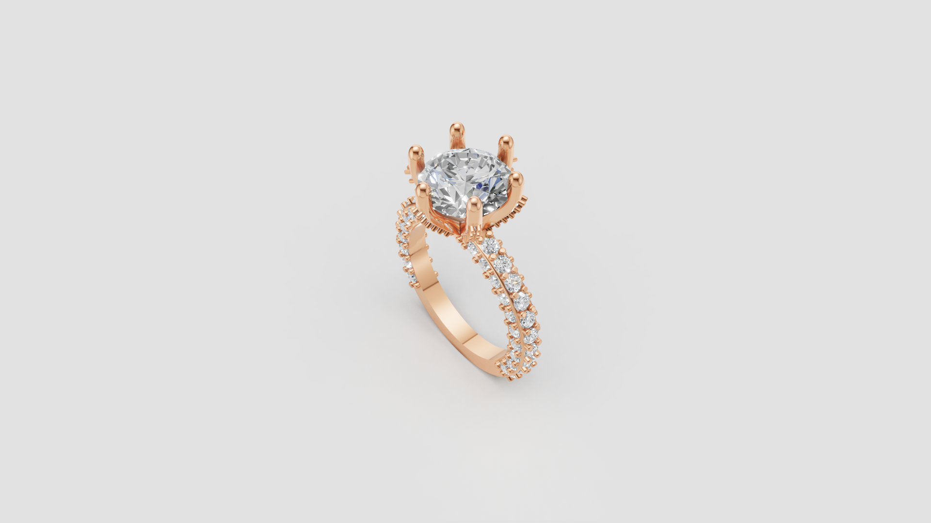 "Royal Radiance" – Crown Prong Solitaire Diamond Ring in 14K Rose Gold