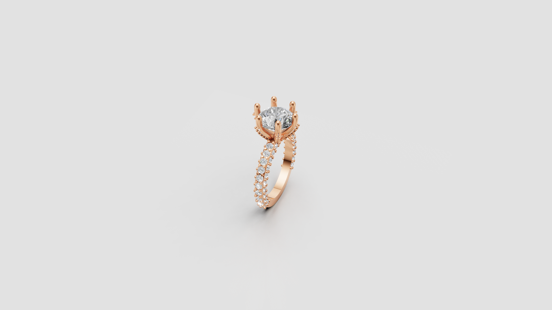 "Royal Radiance" – Crown Prong Solitaire Diamond Ring in 14K Rose Gold