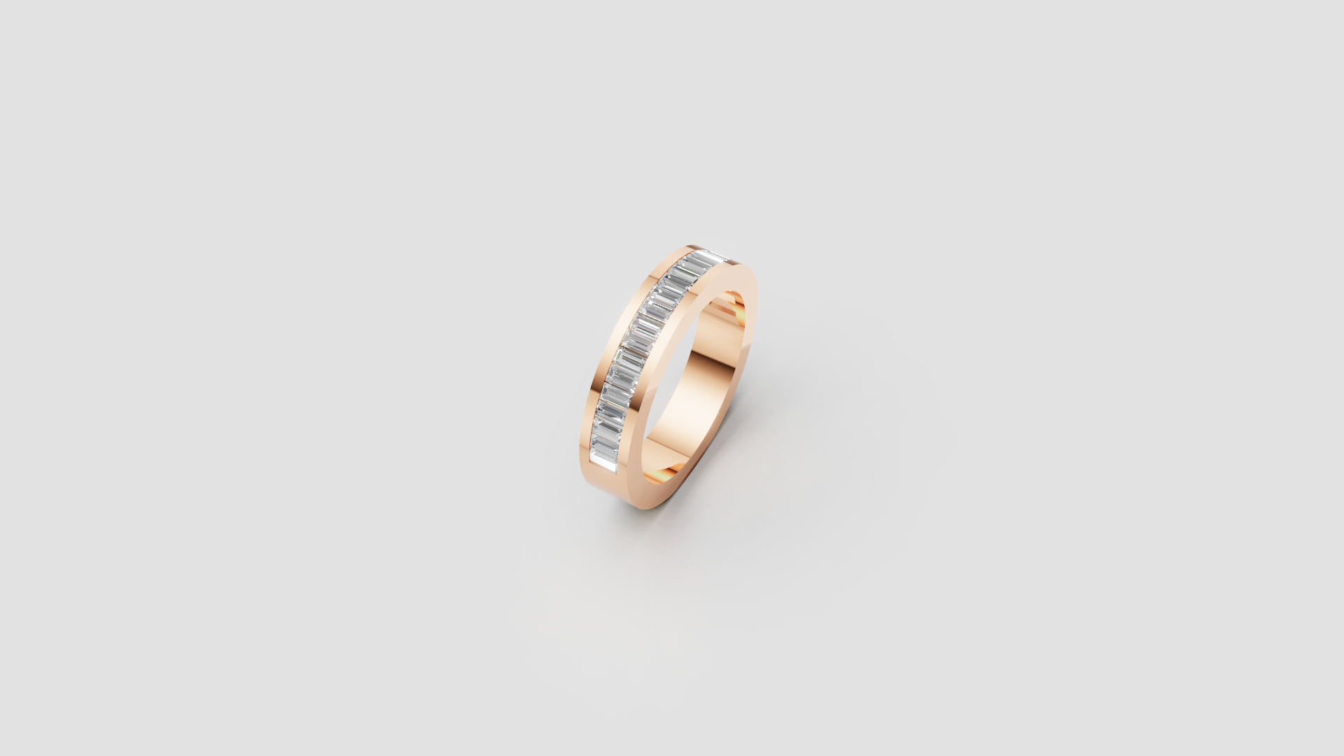"Linear Luxe" – Baguette Diamond Channel Band in 14K Rose Gold