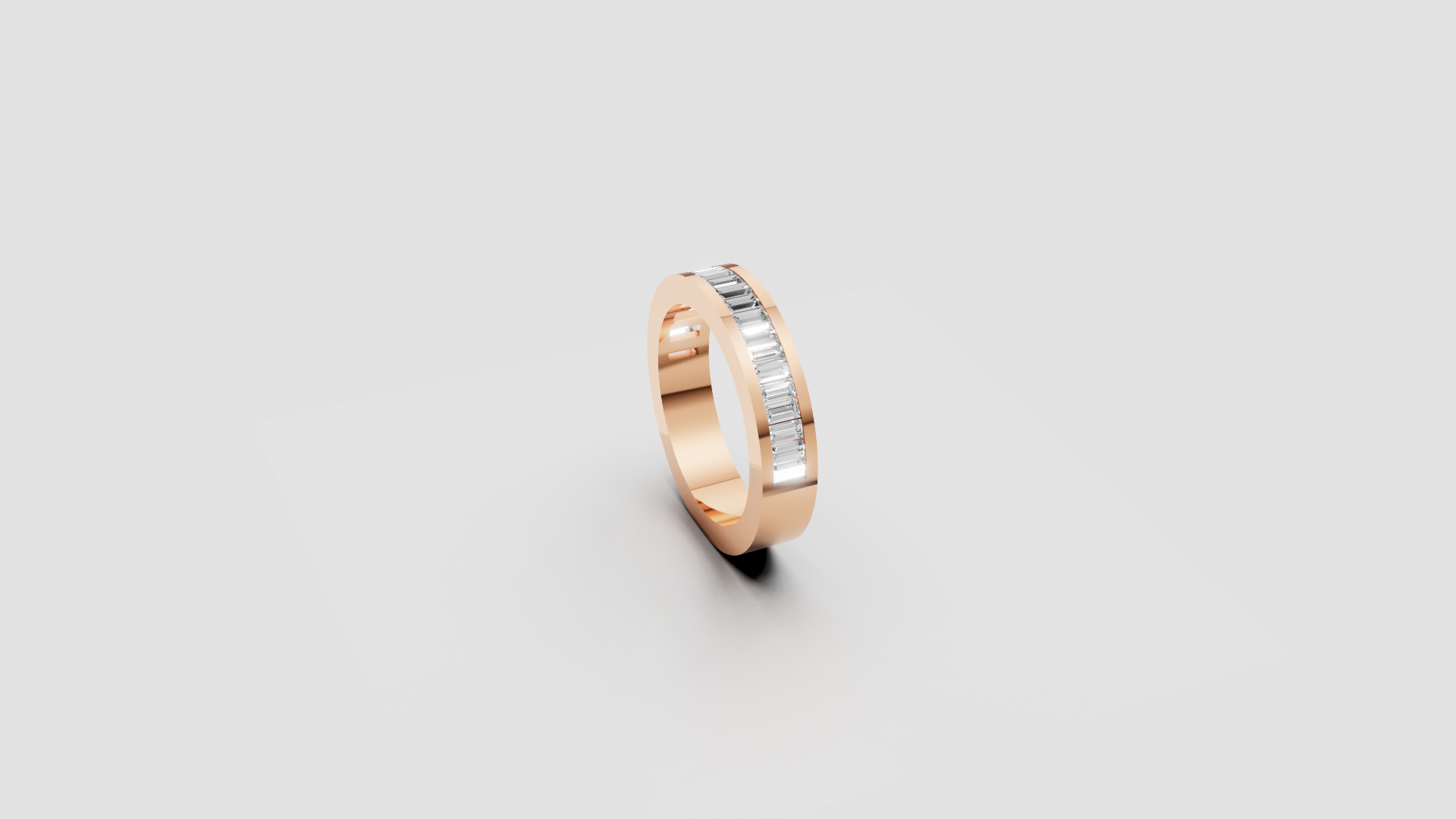 "Linear Luxe" – Baguette Diamond Channel Band in 14K Rose Gold