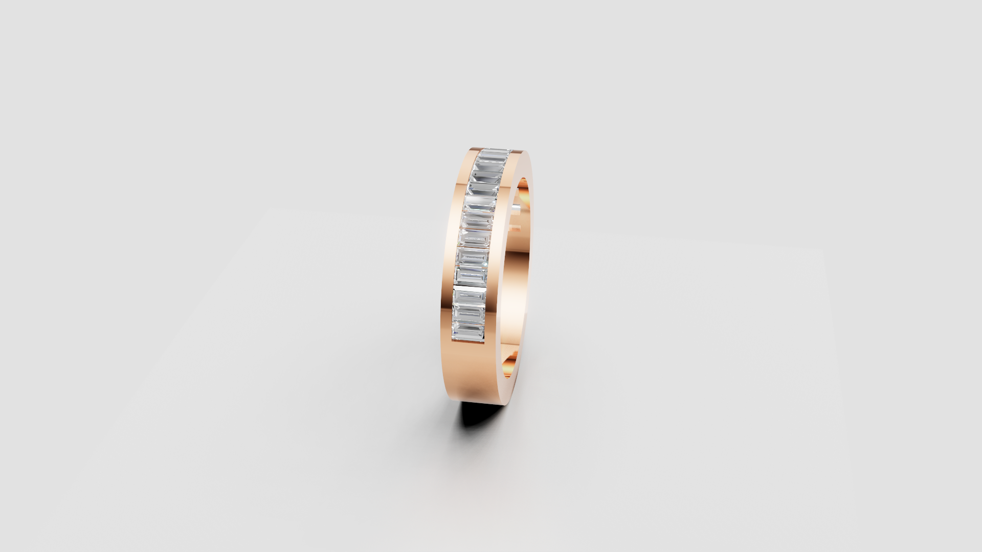 "Linear Luxe" – Baguette Diamond Channel Band in 14K Rose Gold