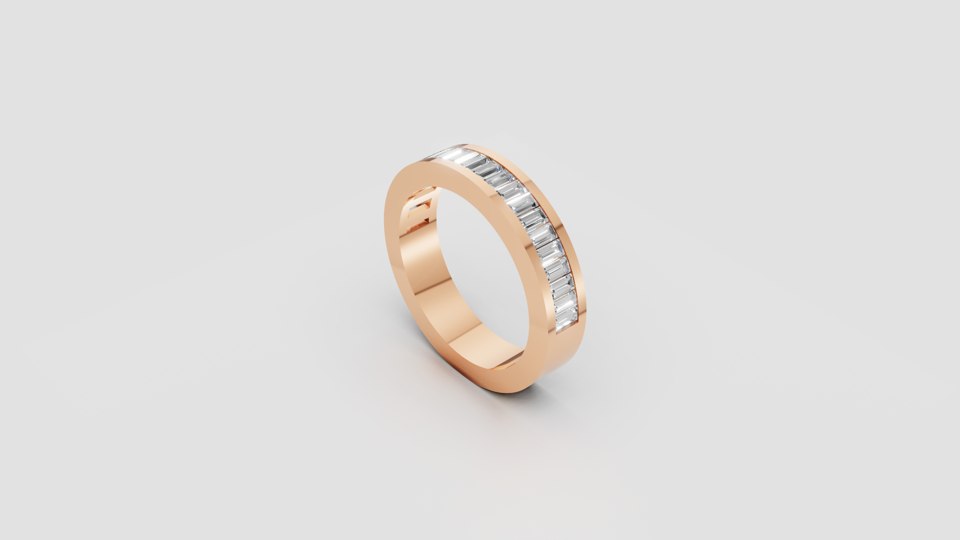 "Linear Luxe" – Baguette Diamond Channel Band in 14K Rose Gold