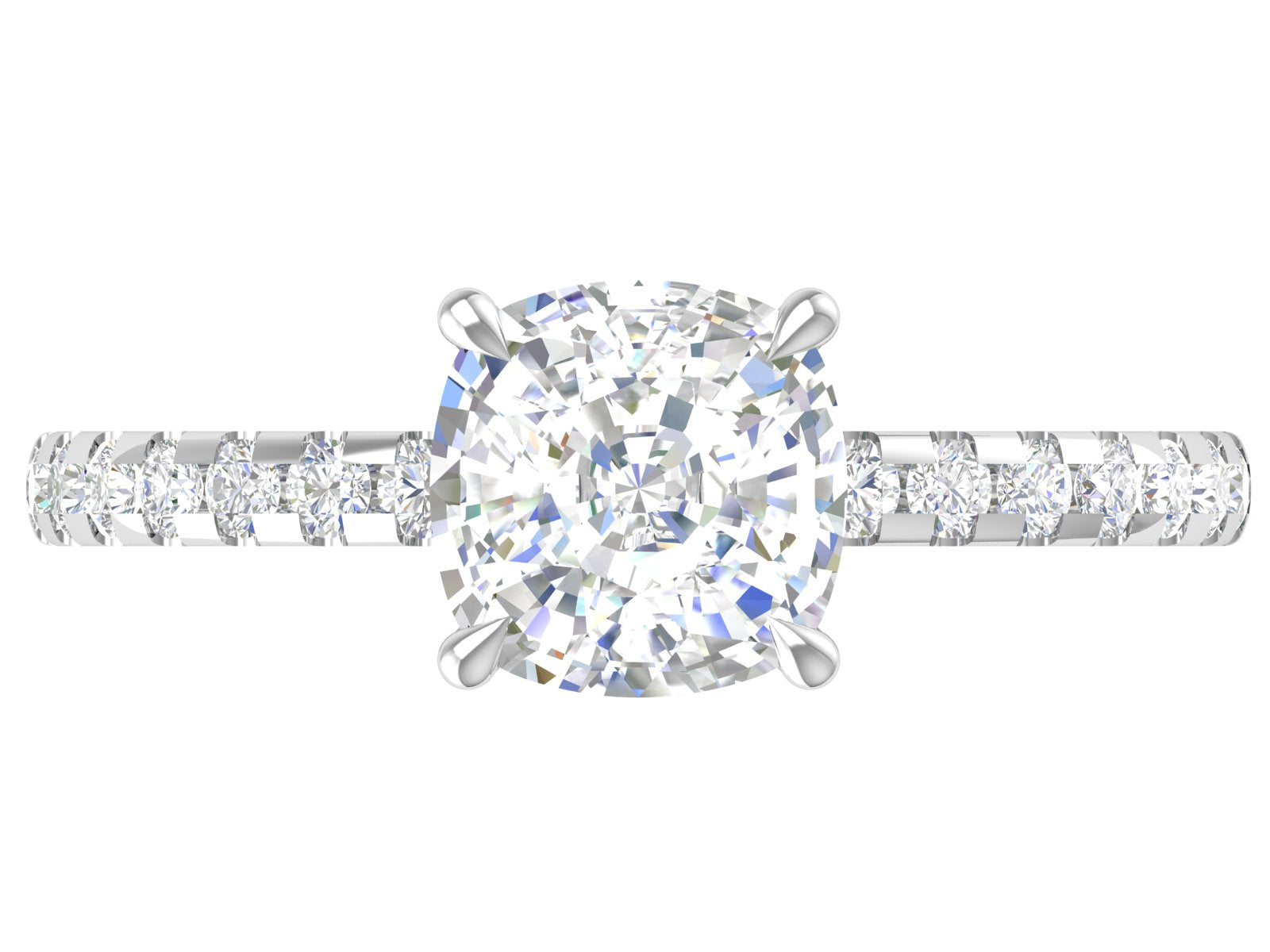 Luna Glow – Cushion Cut Solitaire Pavé Diamond Ring