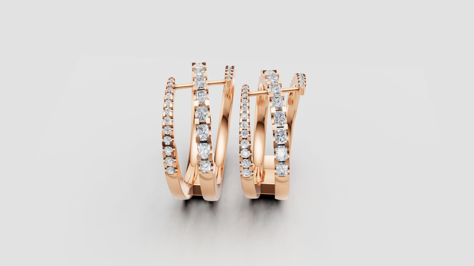 "Aurora Grasp" – Multi-Band Diamond Cage Ring in 14K Rose Gold Brilliance ✨