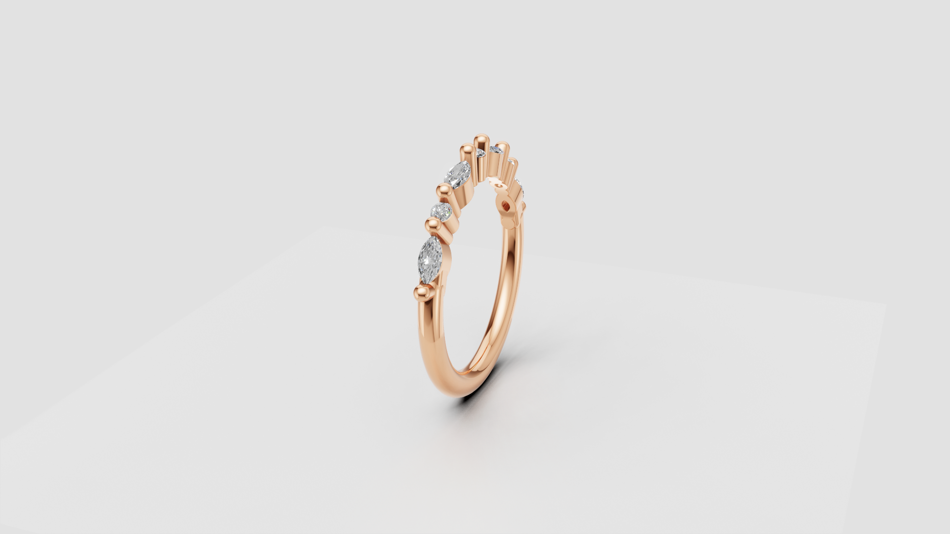 "Celestine Whisper" – Marquise & Round Mixed Diamond Band in 14K Rose Gold 💫