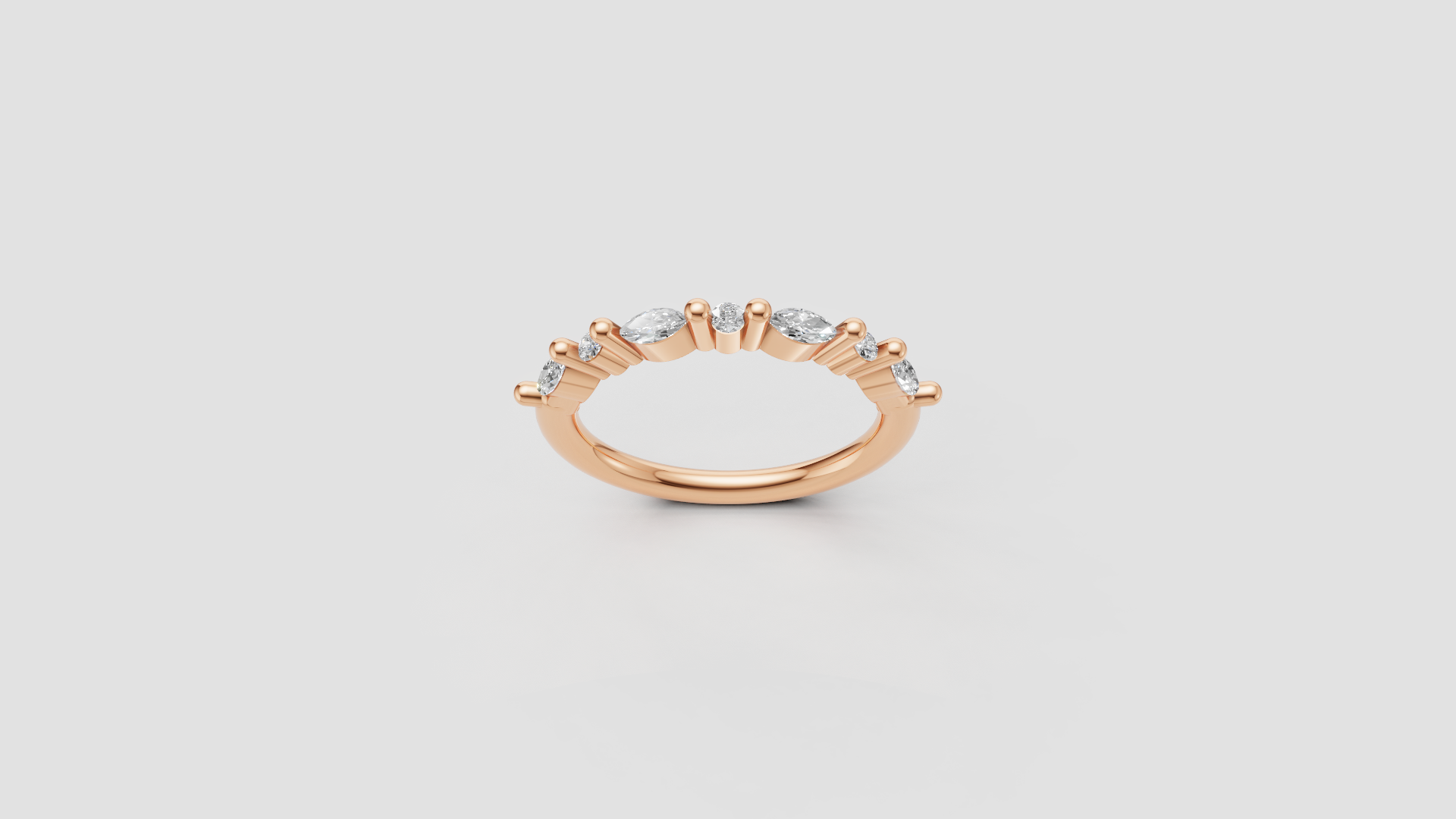 "Celestine Whisper" – Marquise & Round Mixed Diamond Band in 14K Rose Gold 💫