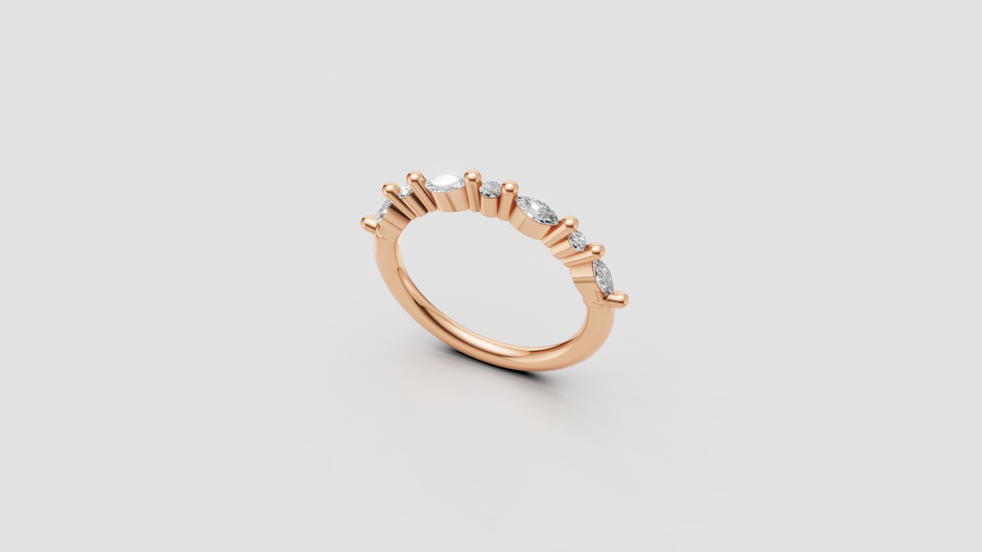 "Celestine Whisper" – Marquise & Round Mixed Diamond Band in 14K Rose Gold 💫