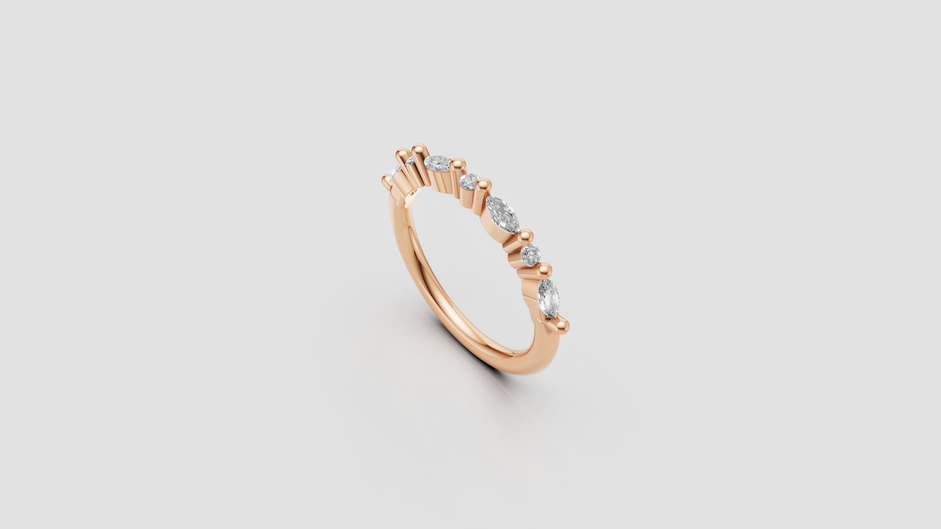"Celestine Whisper" – Marquise & Round Mixed Diamond Band in 14K Rose Gold 💫