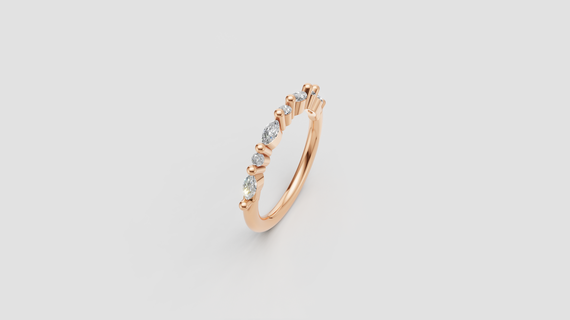 "Celestine Whisper" – Marquise & Round Mixed Diamond Band in 14K Rose Gold 💫
