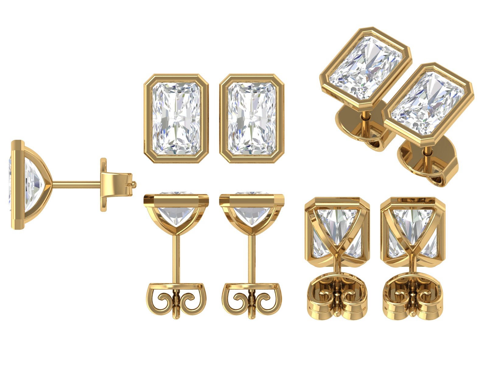 "Serein Spark" – Princess-Cut Diamond Stud Earrings in Rose Gold Elegance ✨