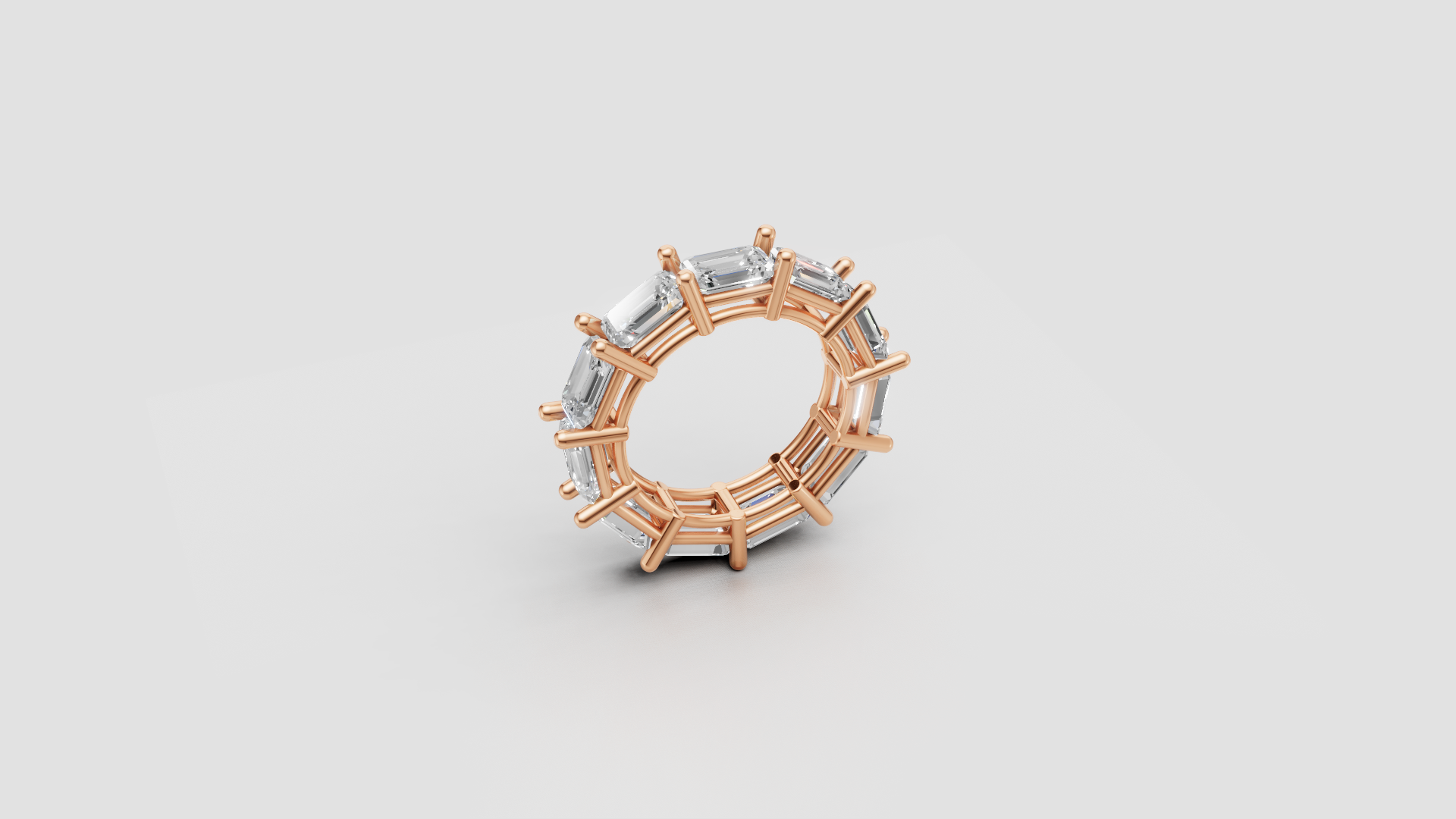 "Regalia Luxe" – Emerald-Cut Eternity Statement Ring in 18K Rose Gold ✨