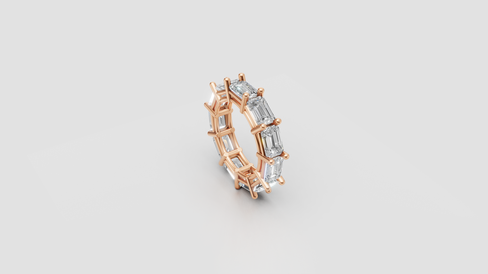"Regalia Luxe" – Emerald-Cut Eternity Statement Ring in 18K Rose Gold ✨