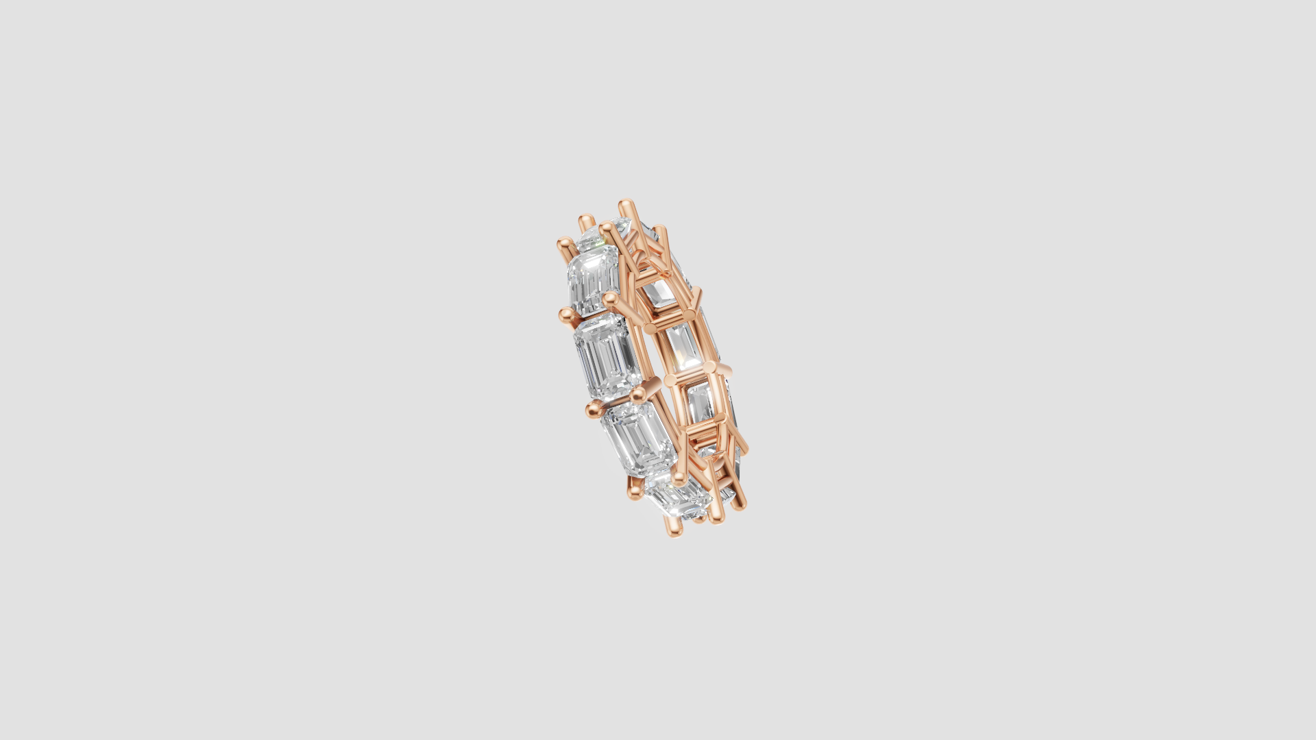 "Regalia Luxe" – Emerald-Cut Eternity Statement Ring in 18K Rose Gold ✨