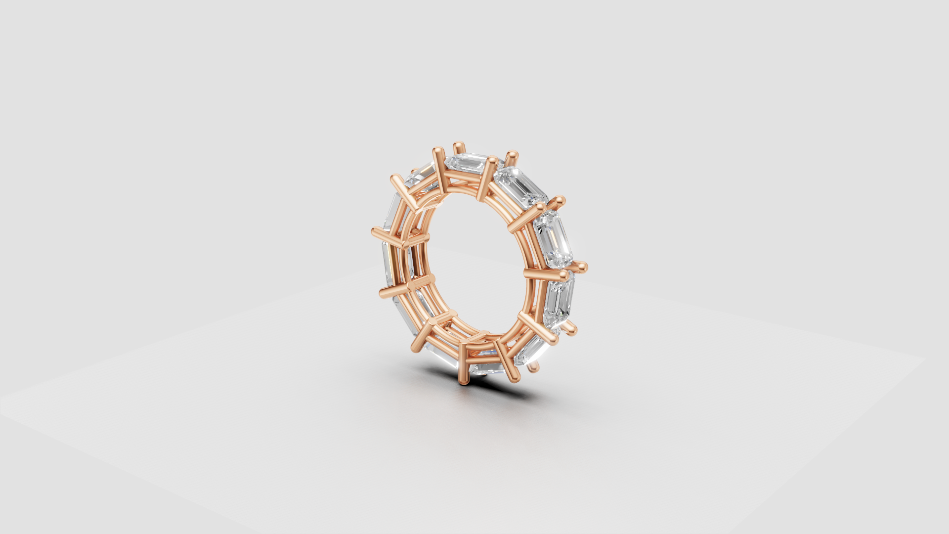 "Regalia Luxe" – Emerald-Cut Eternity Statement Ring in 18K Rose Gold ✨