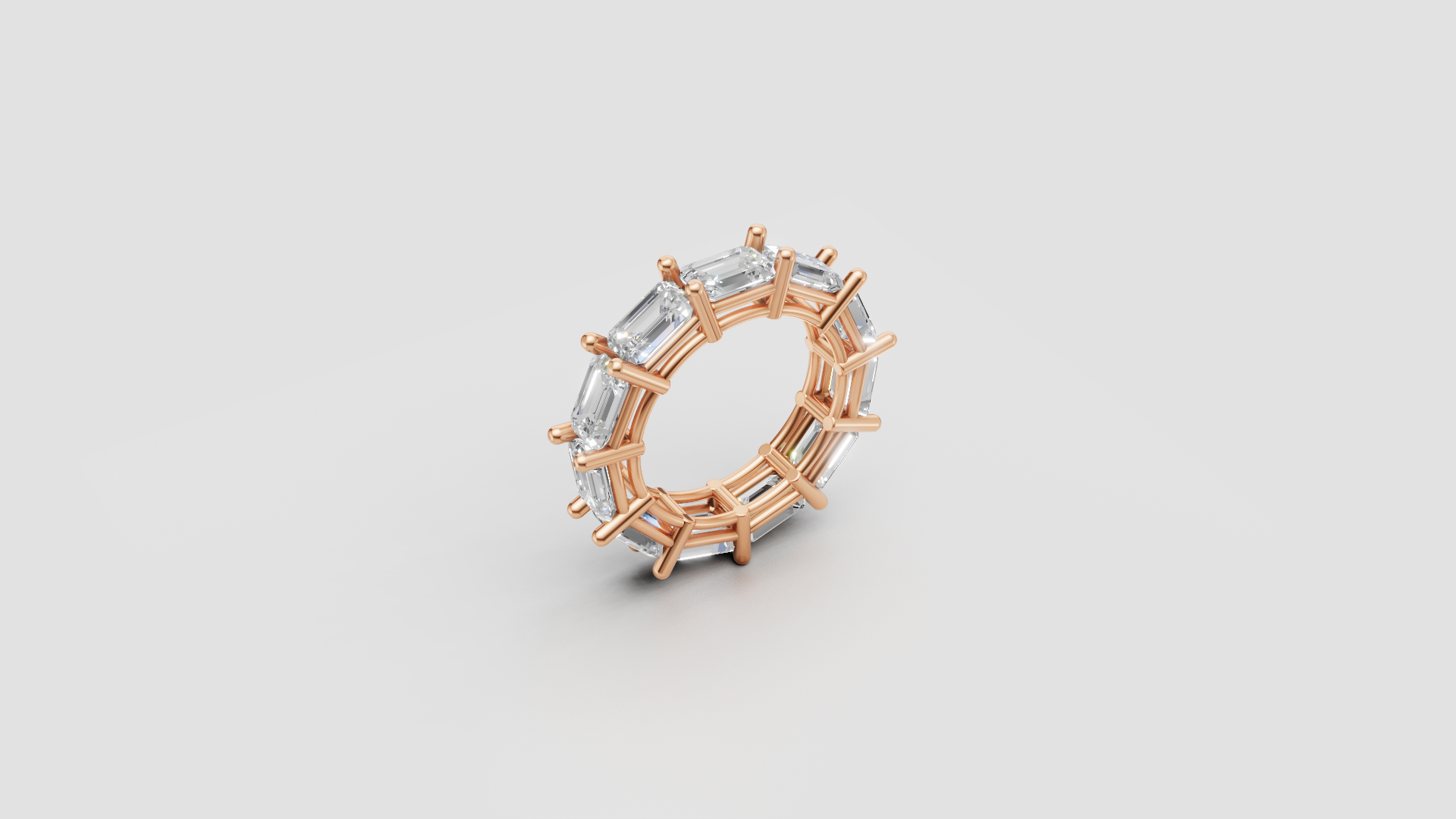 "Regalia Luxe" – Emerald-Cut Eternity Statement Ring in 18K Rose Gold ✨