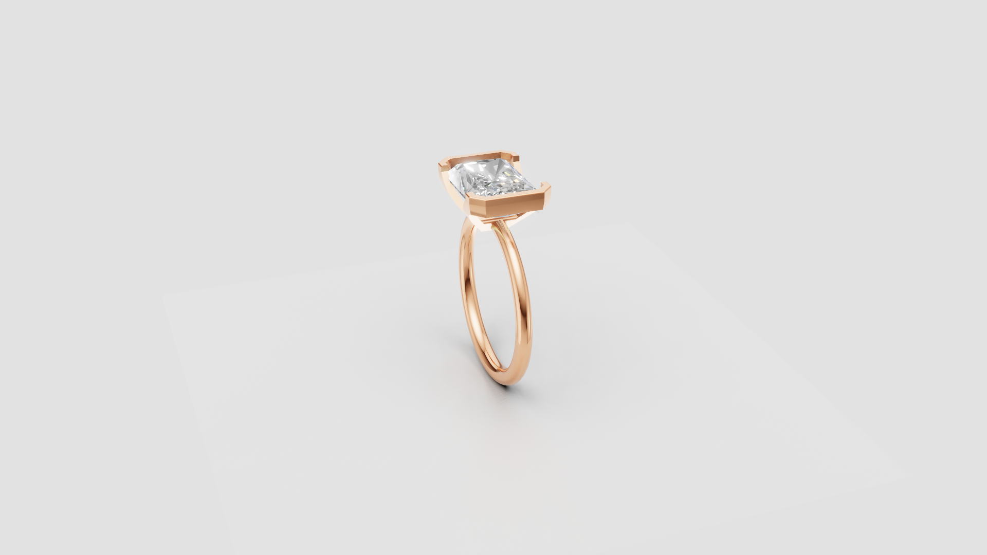 "Luna Prism" – Princess-Cut Solitaire Ring in Classic Rose Gold Elegance 👑