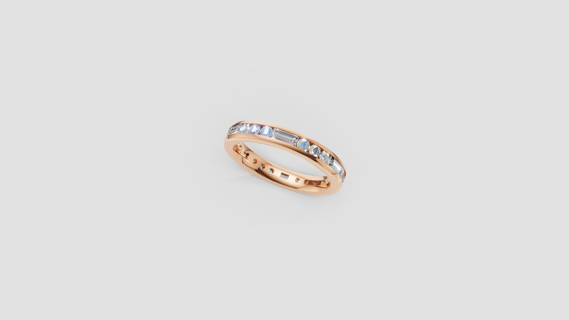 "Elysian Glow" – Sleek Baguette Diamond Eternity Band in 18K Rose Gold 💍