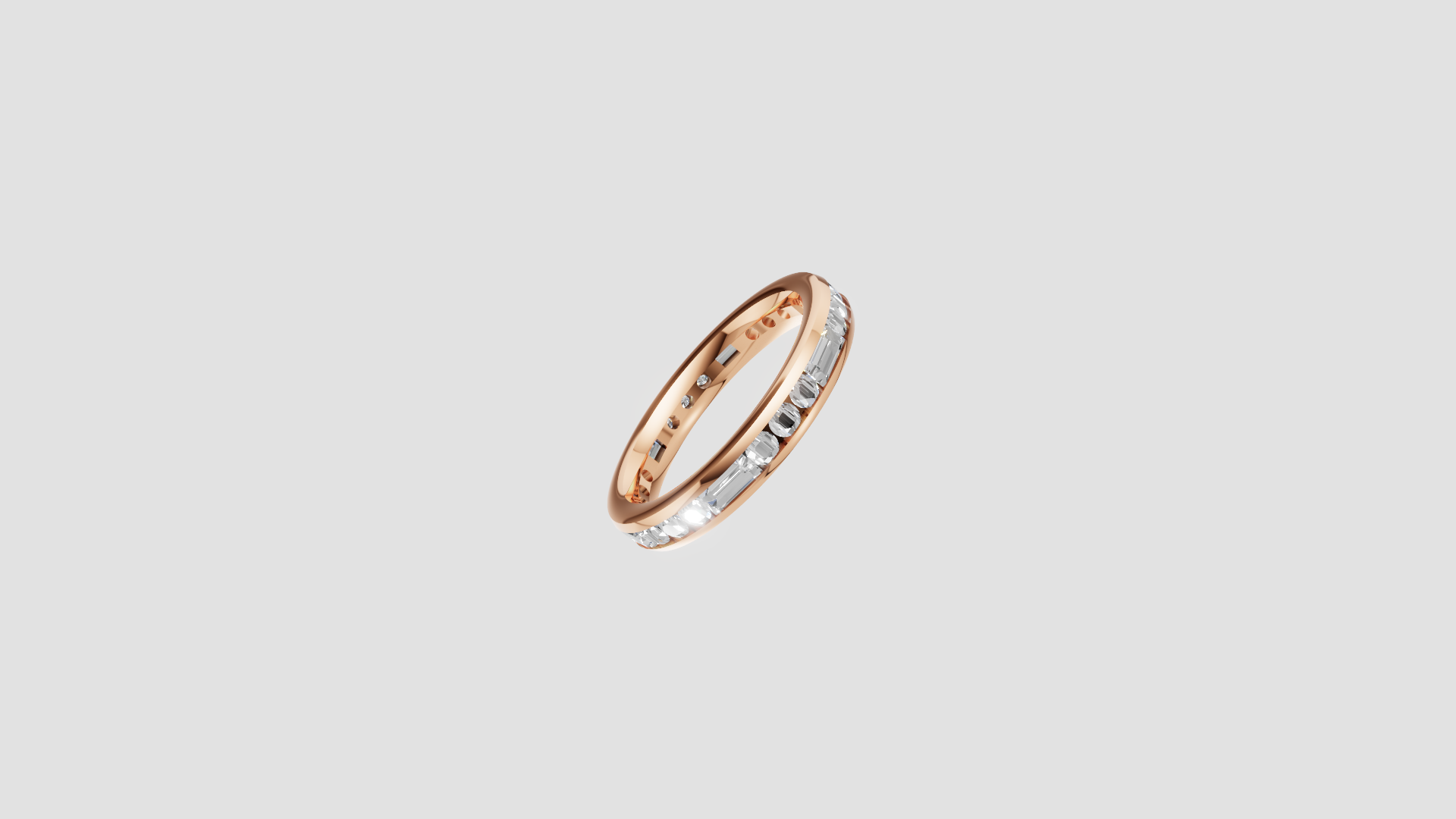 "Elysian Glow" – Sleek Baguette Diamond Eternity Band in 18K Rose Gold 💍