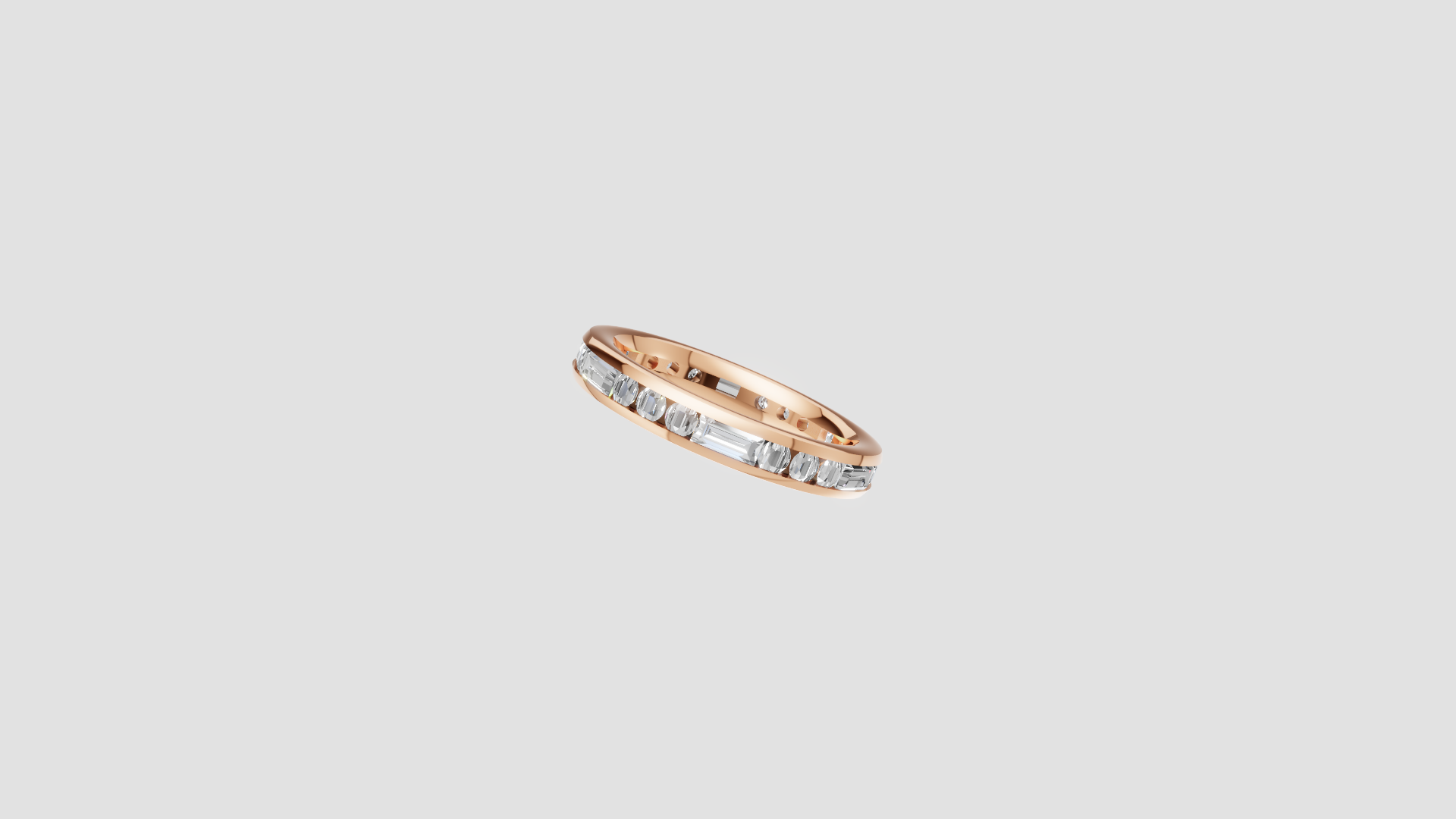 "Elysian Glow" – Sleek Baguette Diamond Eternity Band in 18K Rose Gold 💍