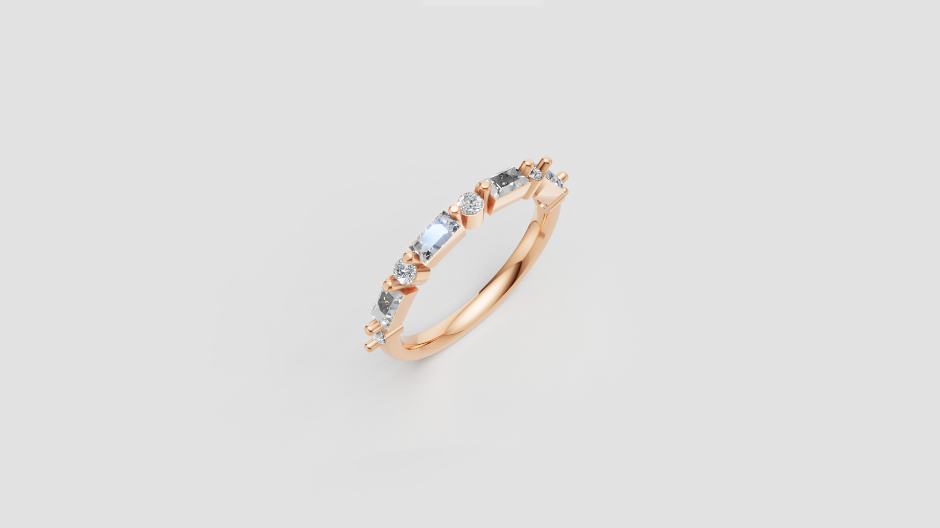 "Celeste Harmony" – Elegant Rose Gold Diamond Ring with Mixed-Cut Sparkle 💫