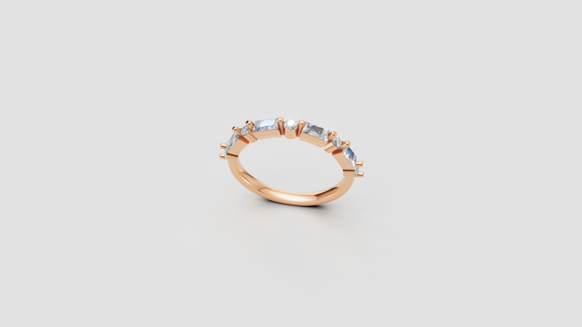 "Celeste Harmony" – Elegant Rose Gold Diamond Ring with Mixed-Cut Sparkle 💫