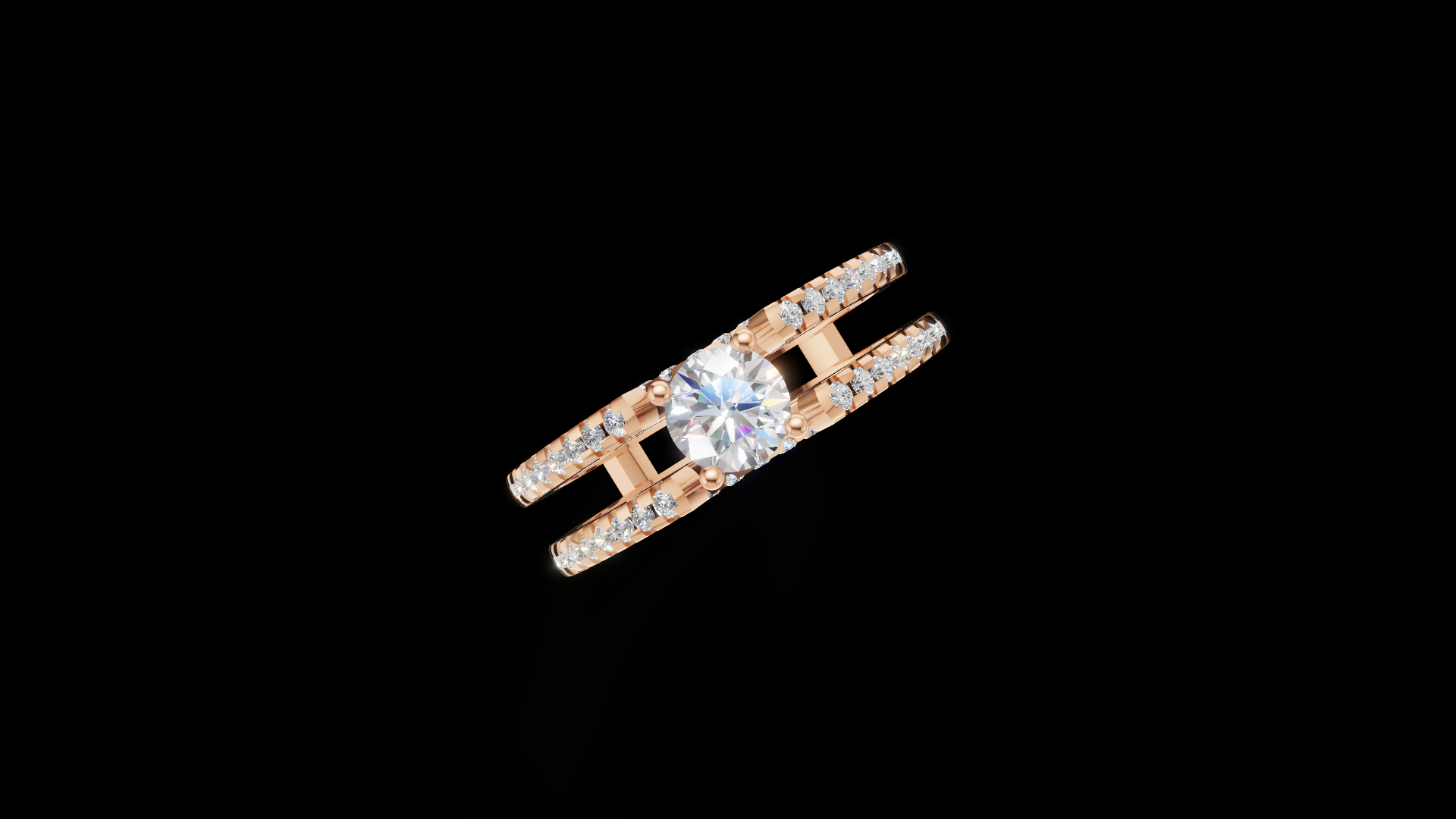 Aurora Embrace – Dual-Band Rose Gold Diamond Ring Set