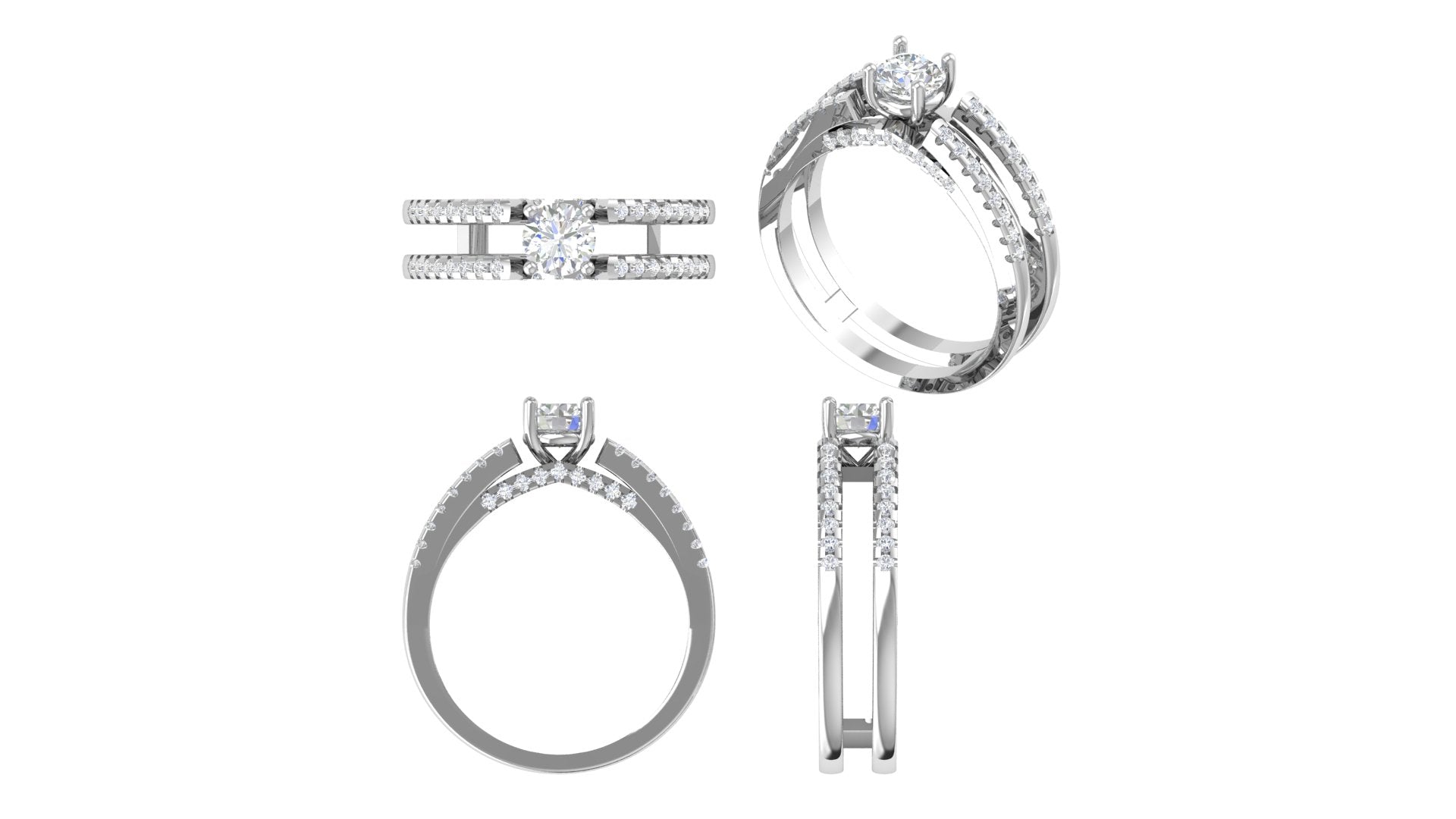 Aurora Embrace – Dual-Band Rose Gold Diamond Ring Set