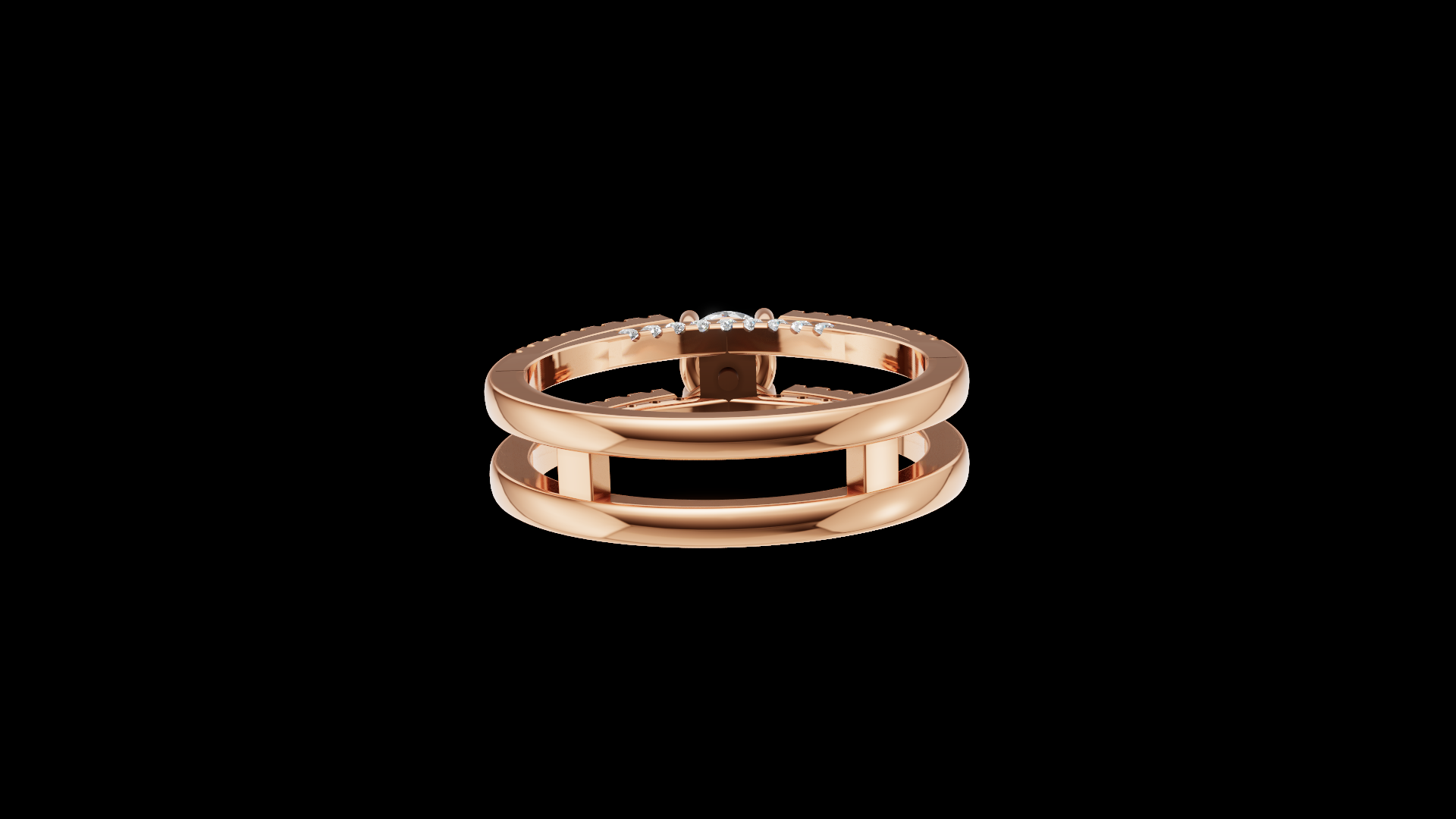 Aurora Embrace – Dual-Band Rose Gold Diamond Ring Set