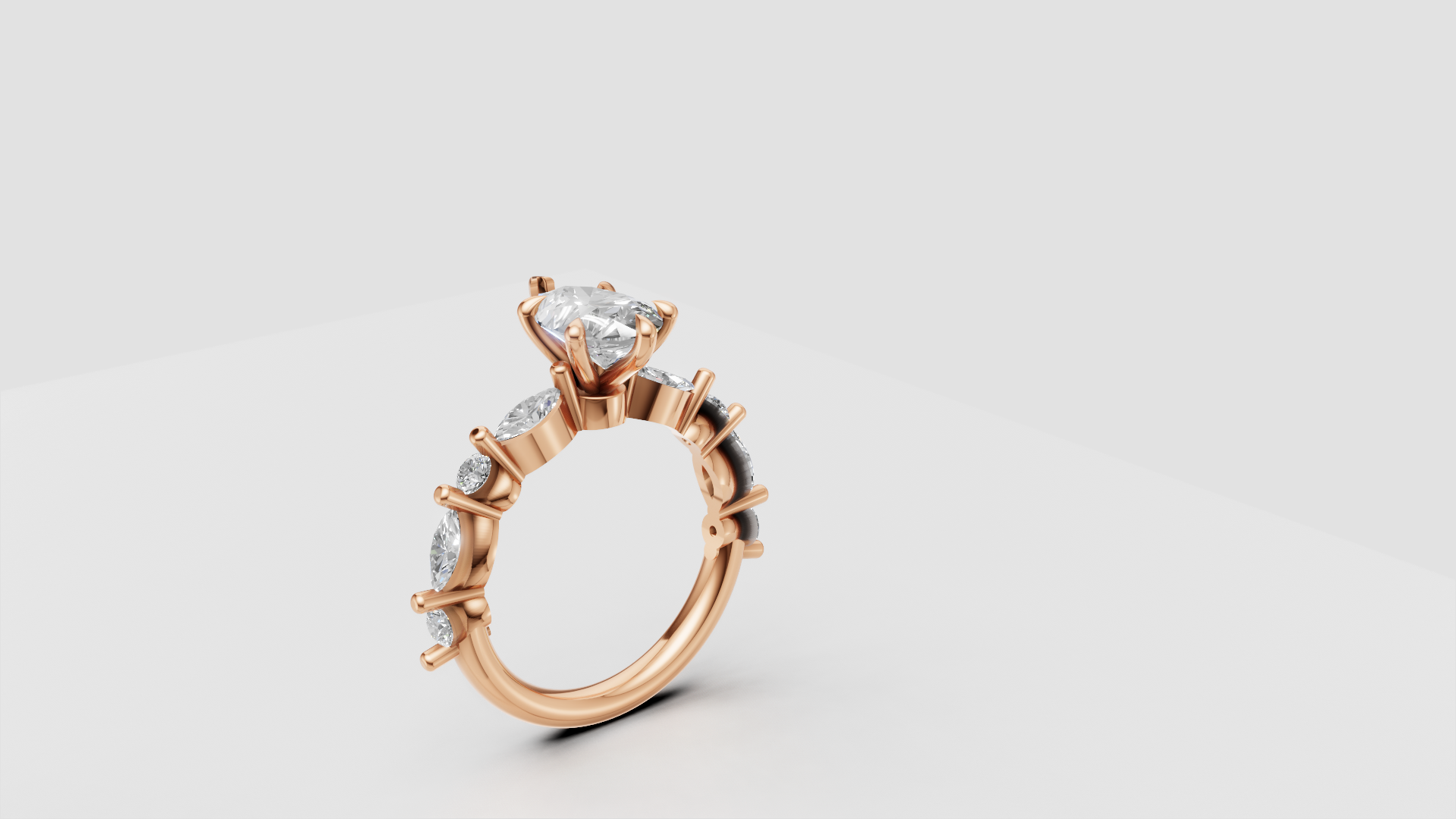“Eternal Spark” Pear Cut Eternity Ring in Rose Gold | 14K | 3.30ct Elegance