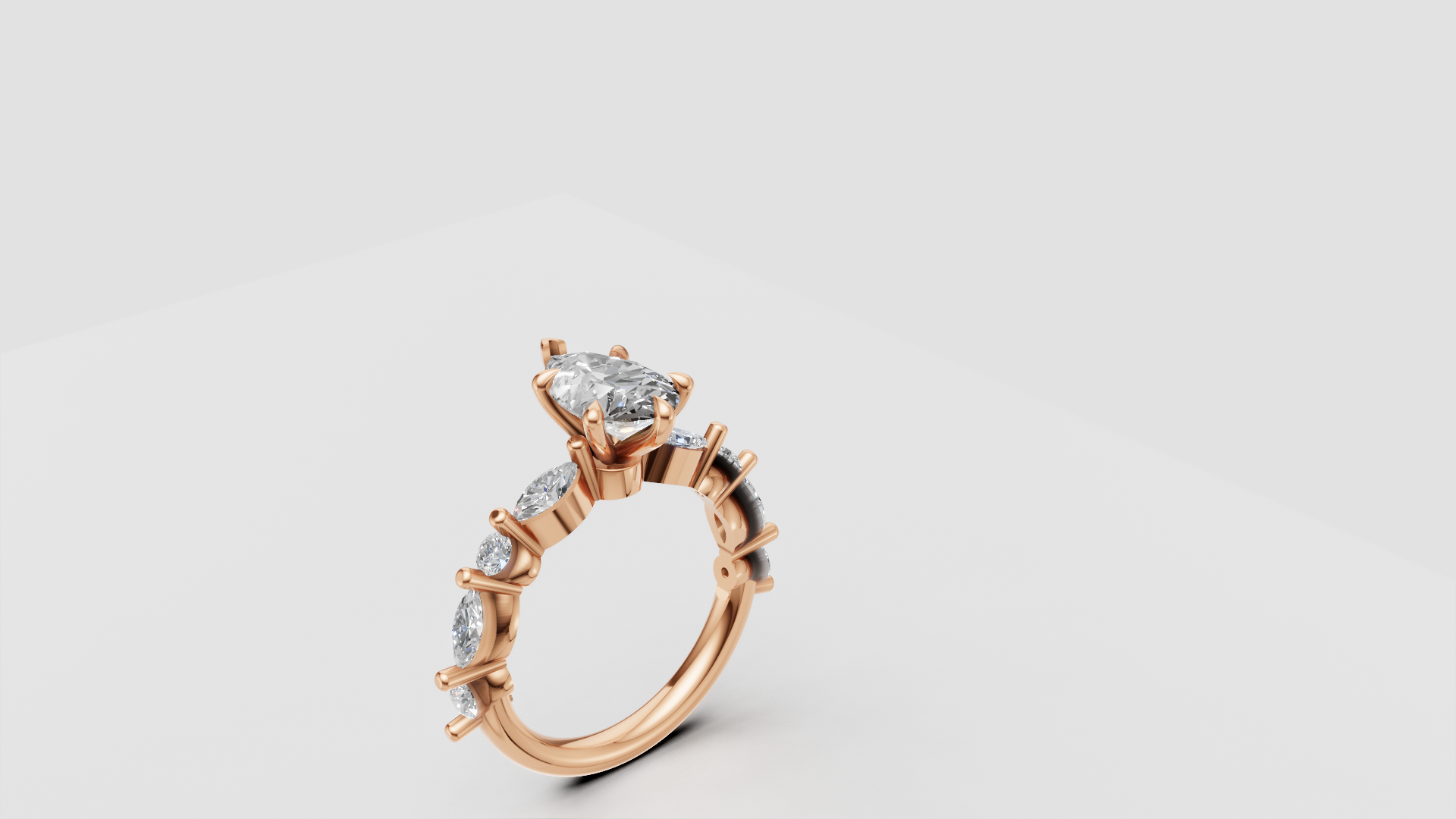 “Eternal Spark” Pear Cut Eternity Ring in Rose Gold | 14K | 3.30ct Elegance