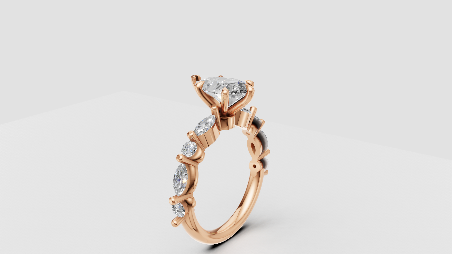“Eternal Spark” Pear Cut Eternity Ring in Rose Gold | 14K | 3.30ct Elegance