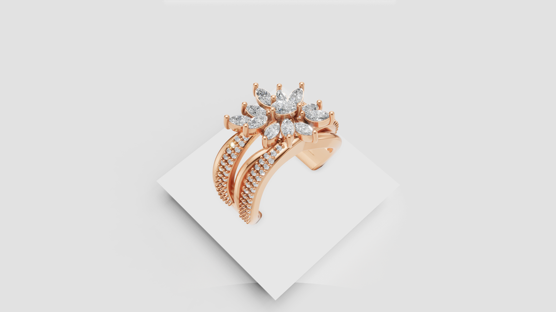 “Blossom Empress” Floral Open Ring in Rose Gold 🌹✨
