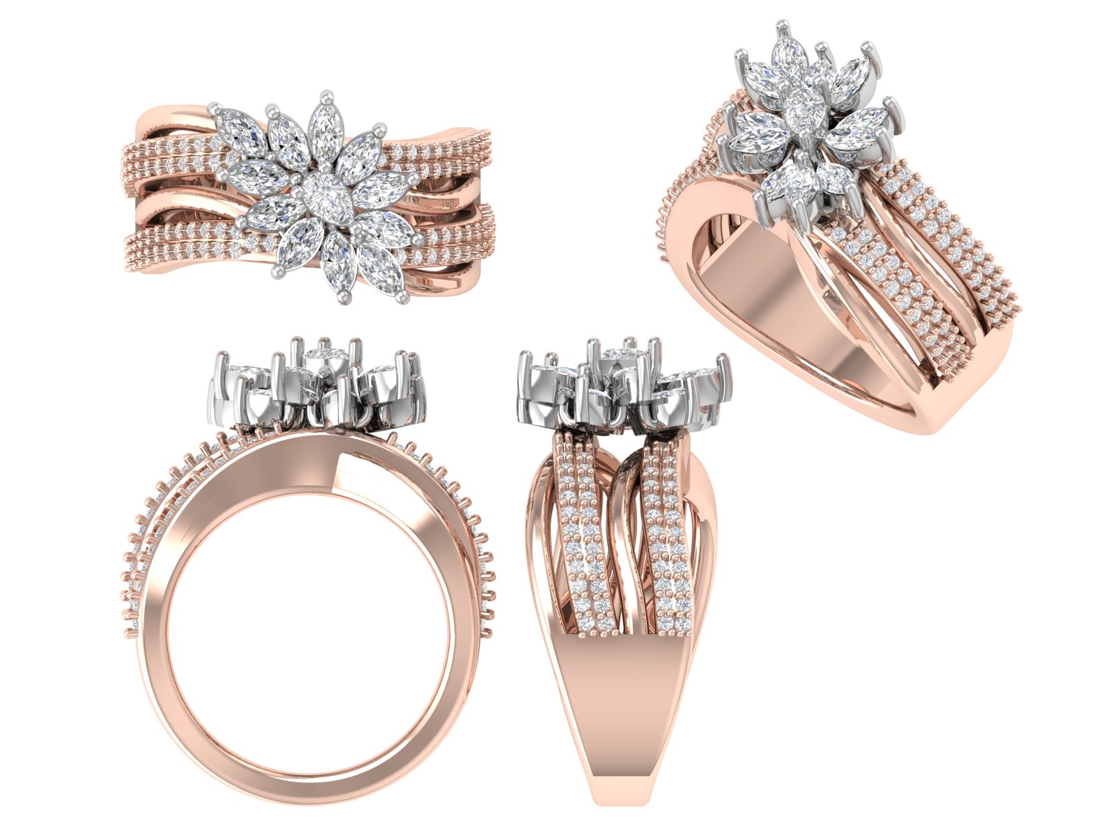 “Blossom Empress” Floral Open Ring in Rose Gold 🌹✨