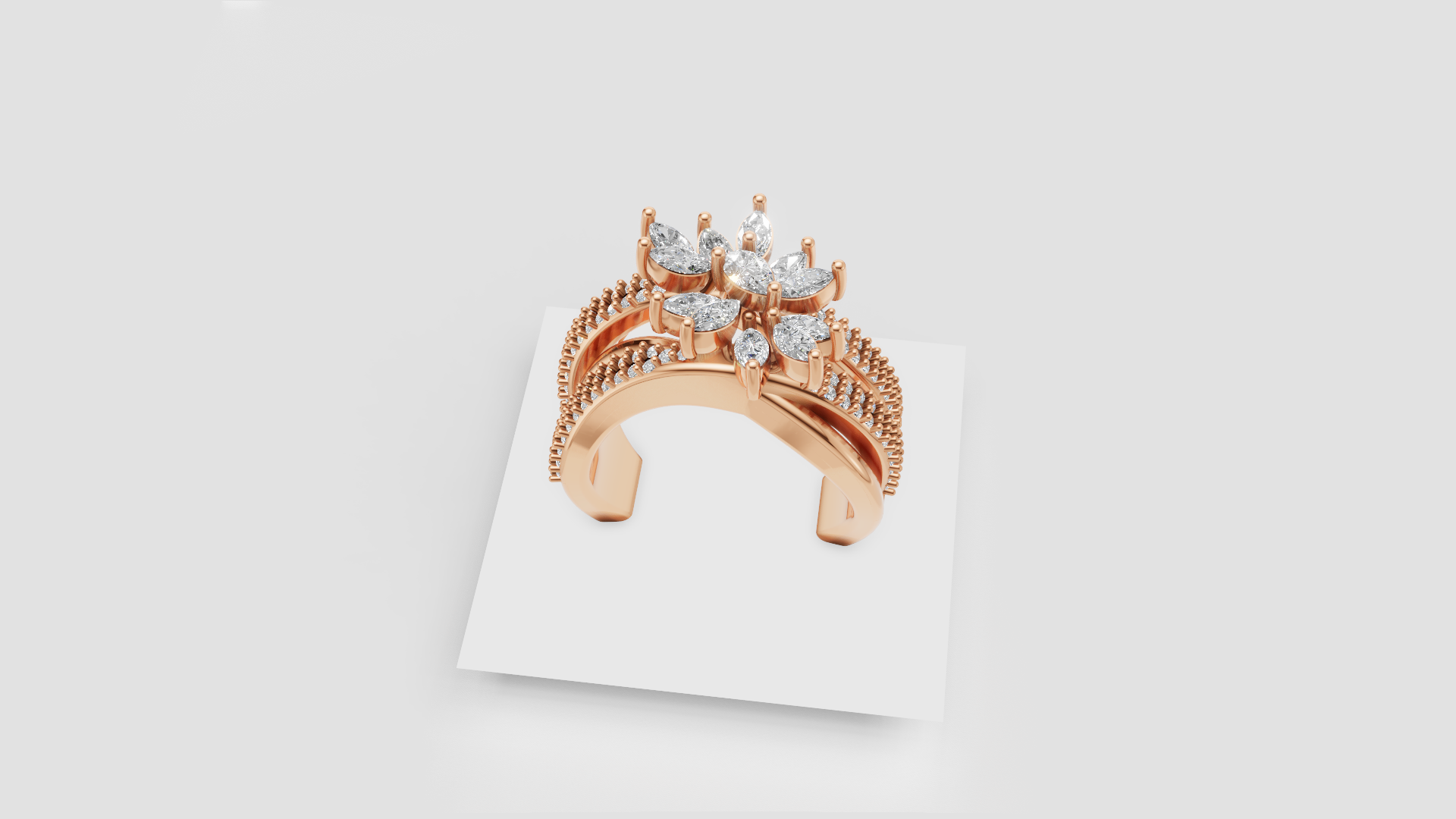 “Blossom Empress” Floral Open Ring in Rose Gold 🌹✨