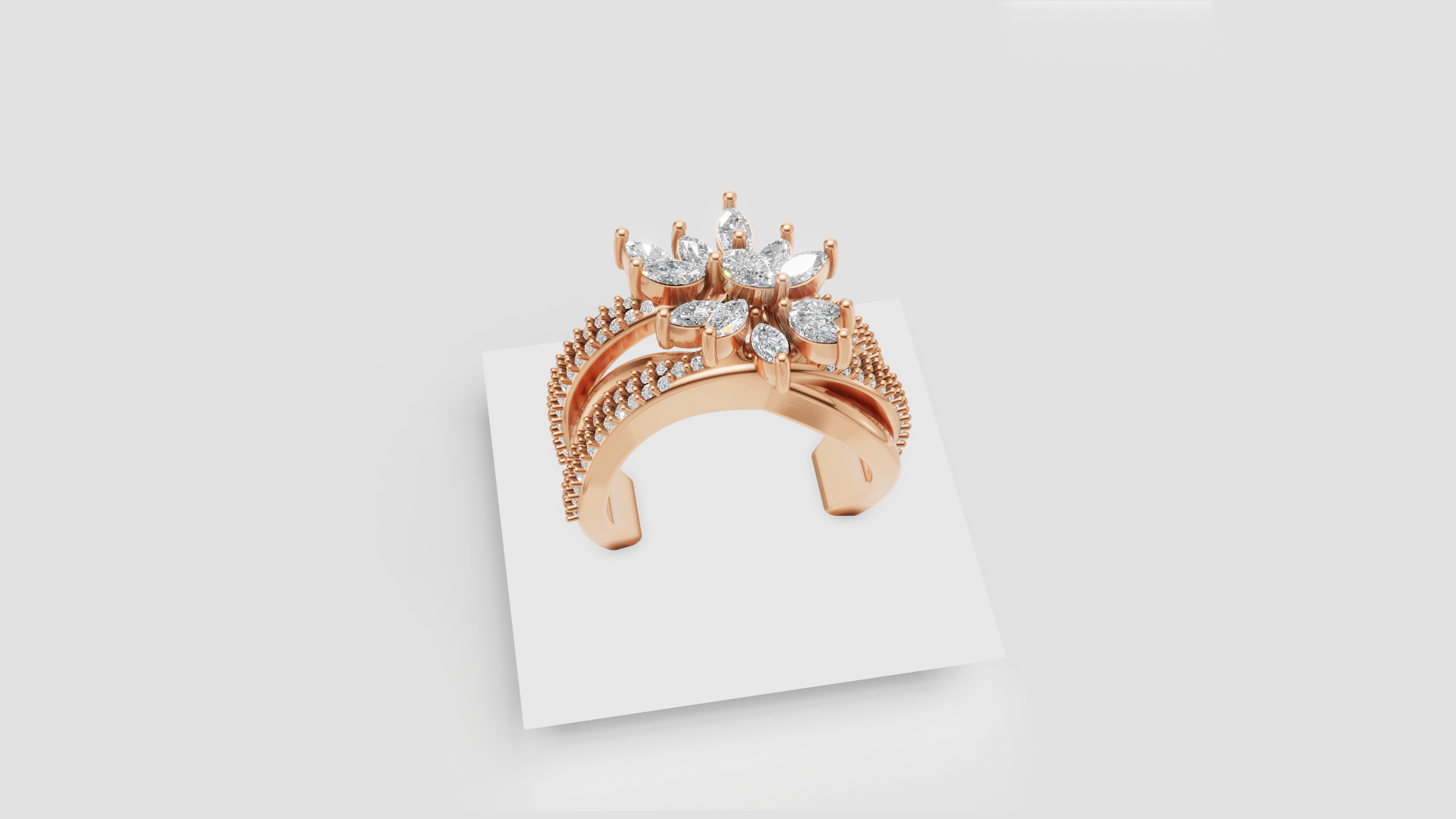 “Blossom Empress” Floral Open Ring in Rose Gold 🌹✨